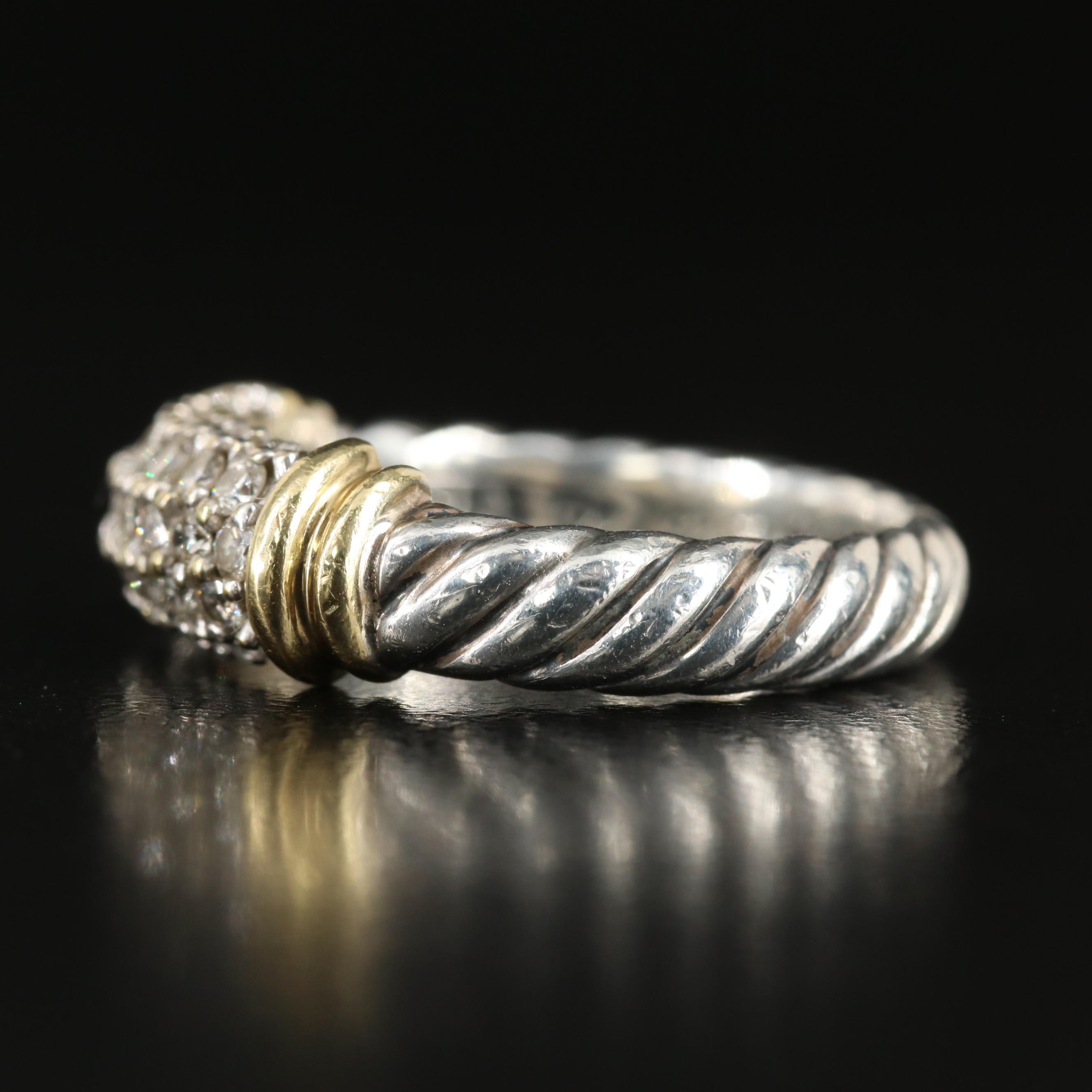 David Yurman "Metro" Sterling and 18K Pavé Diamond Band