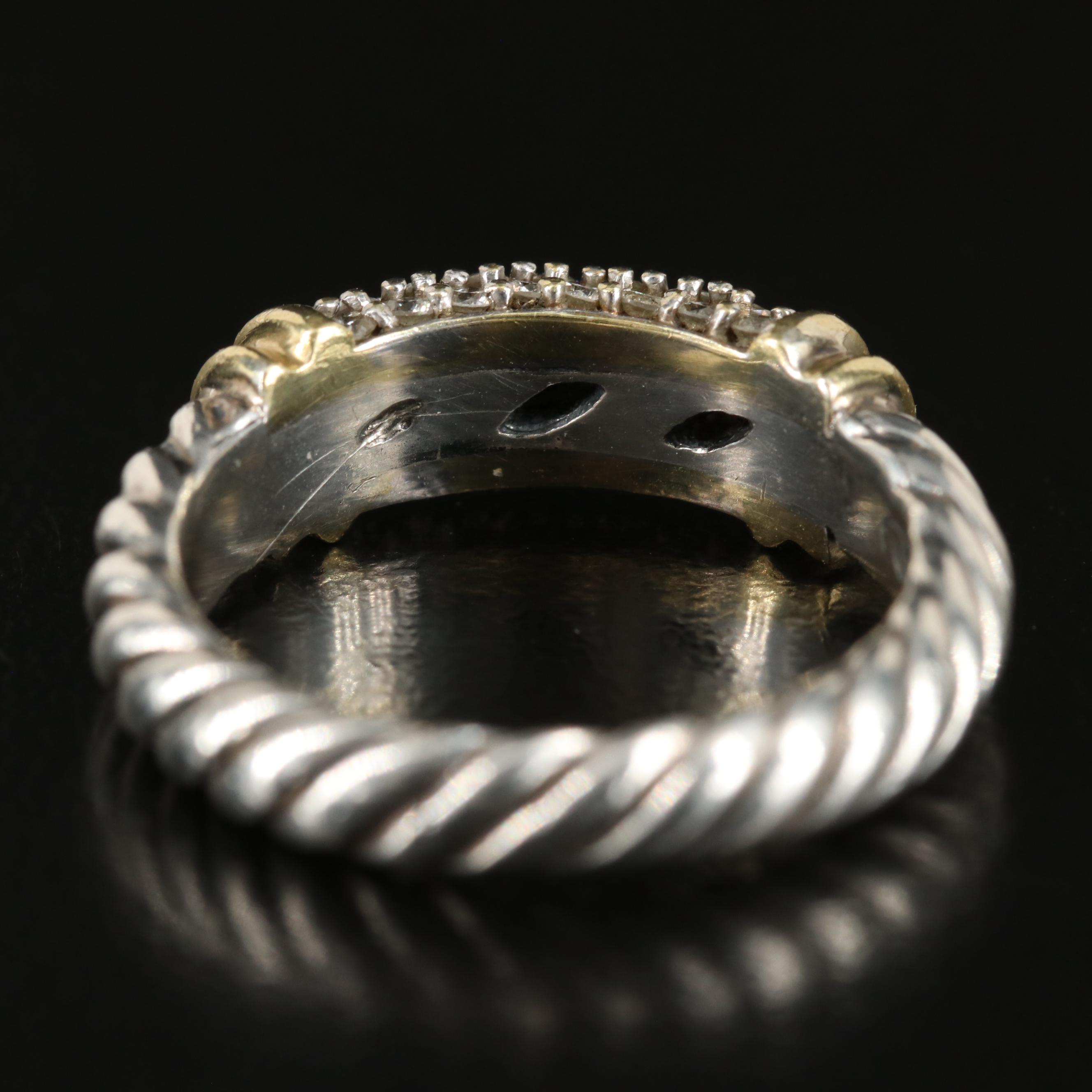 David Yurman "Metro" Sterling and 18K Pavé Diamond Band