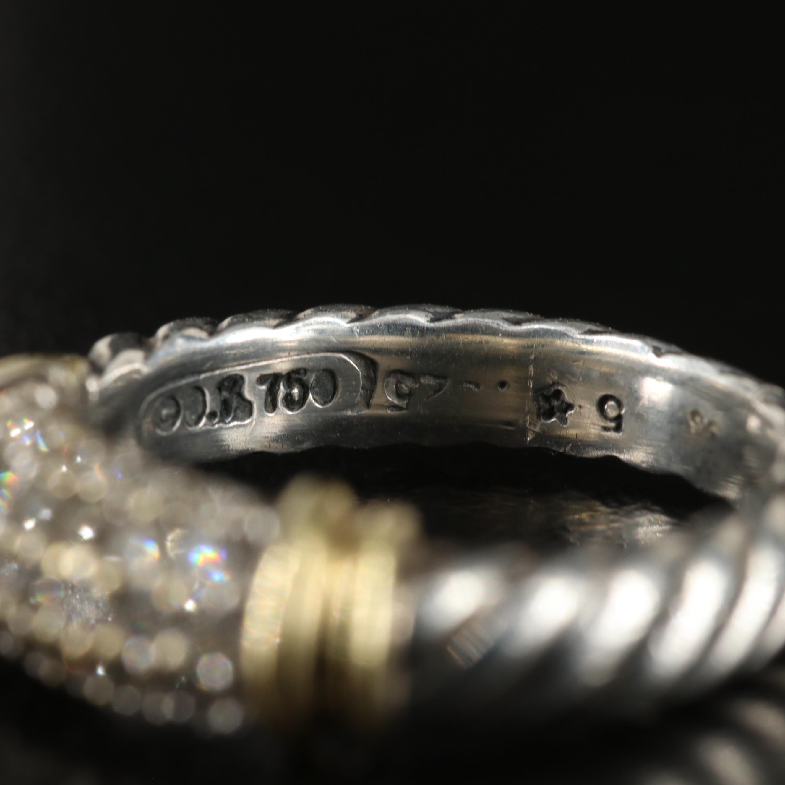 David Yurman "Metro" Sterling and 18K Pavé Diamond Band