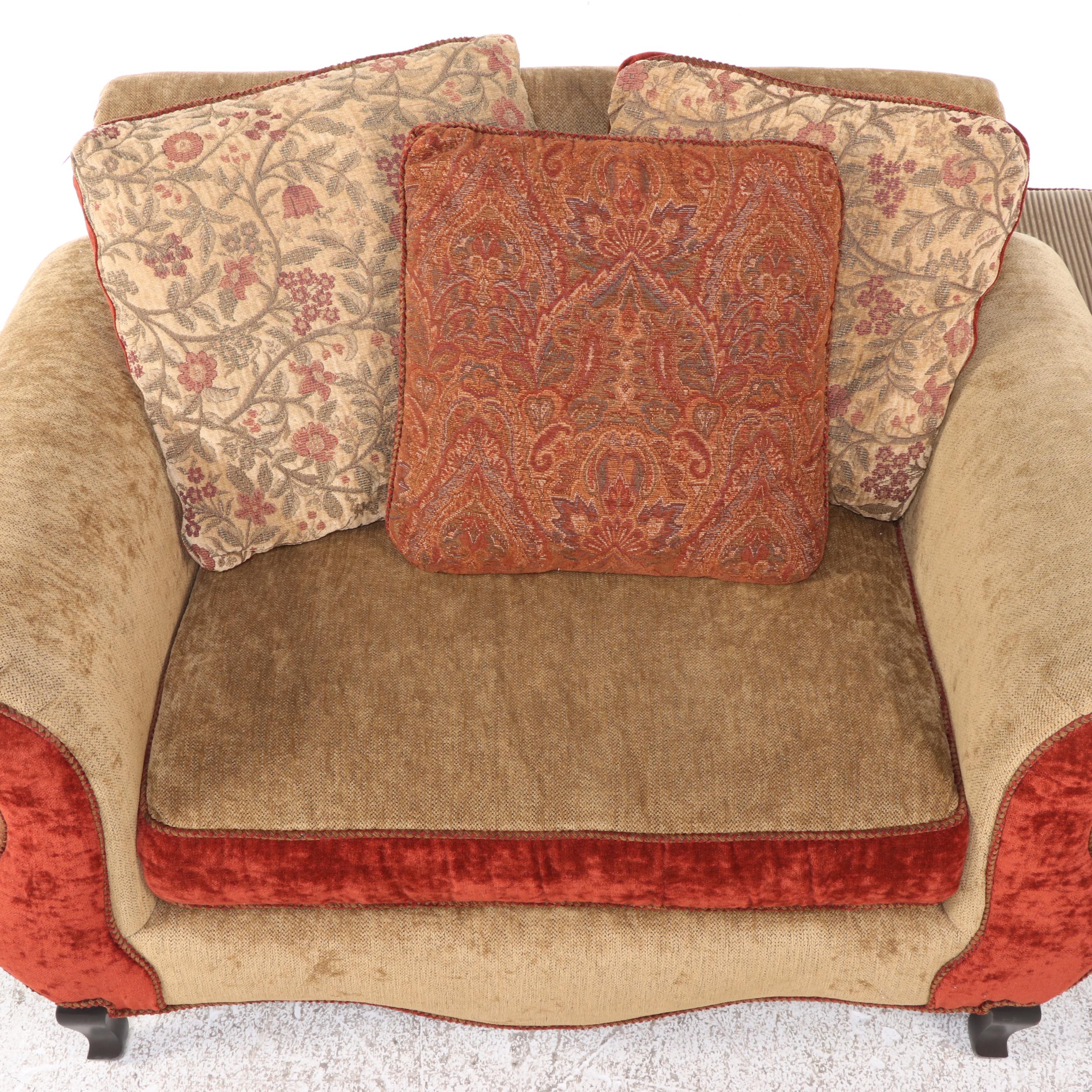 Custom-Upholstered Extra Wide Armchair and Ottoman