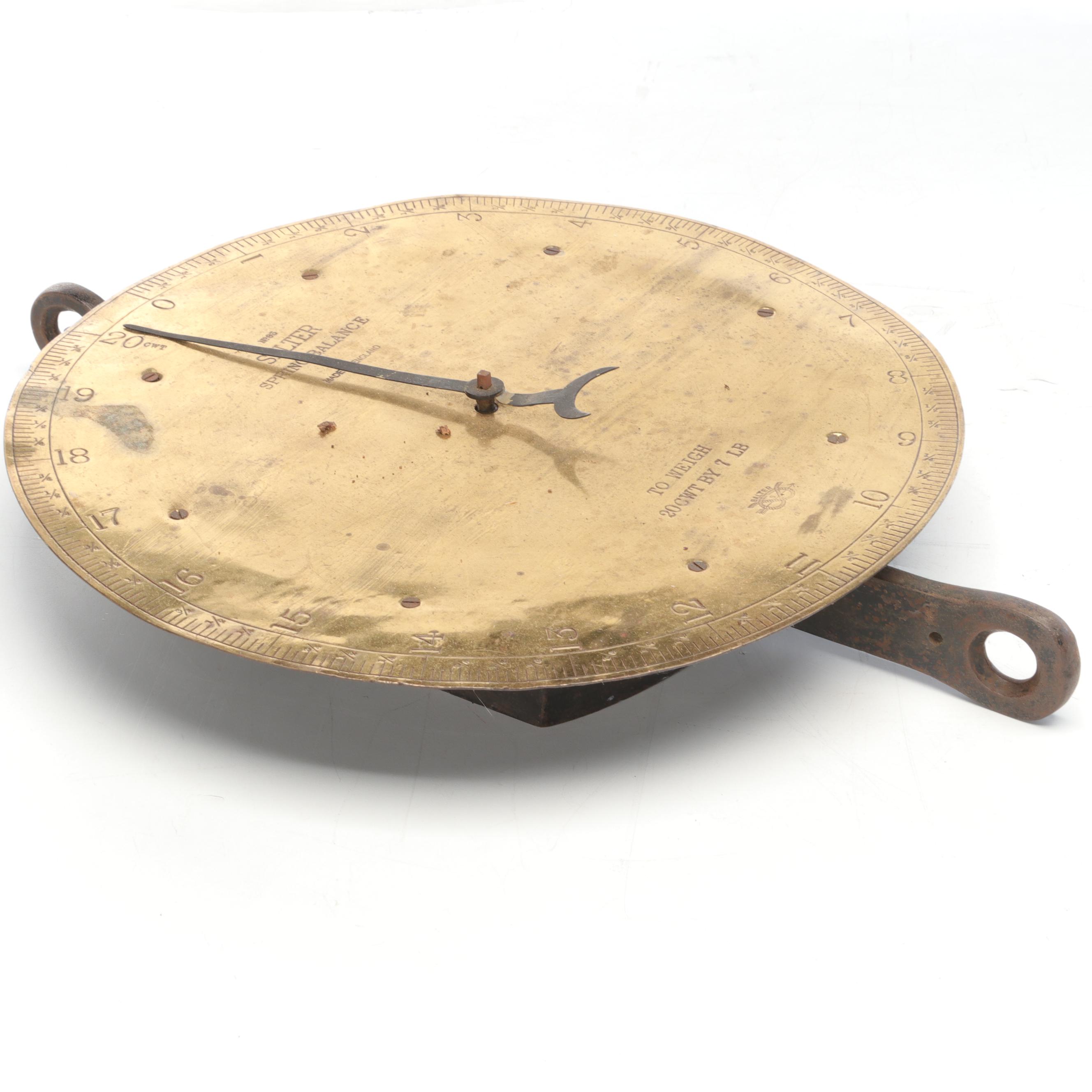 English Salter No. 85 Brass Spring Balance Scale