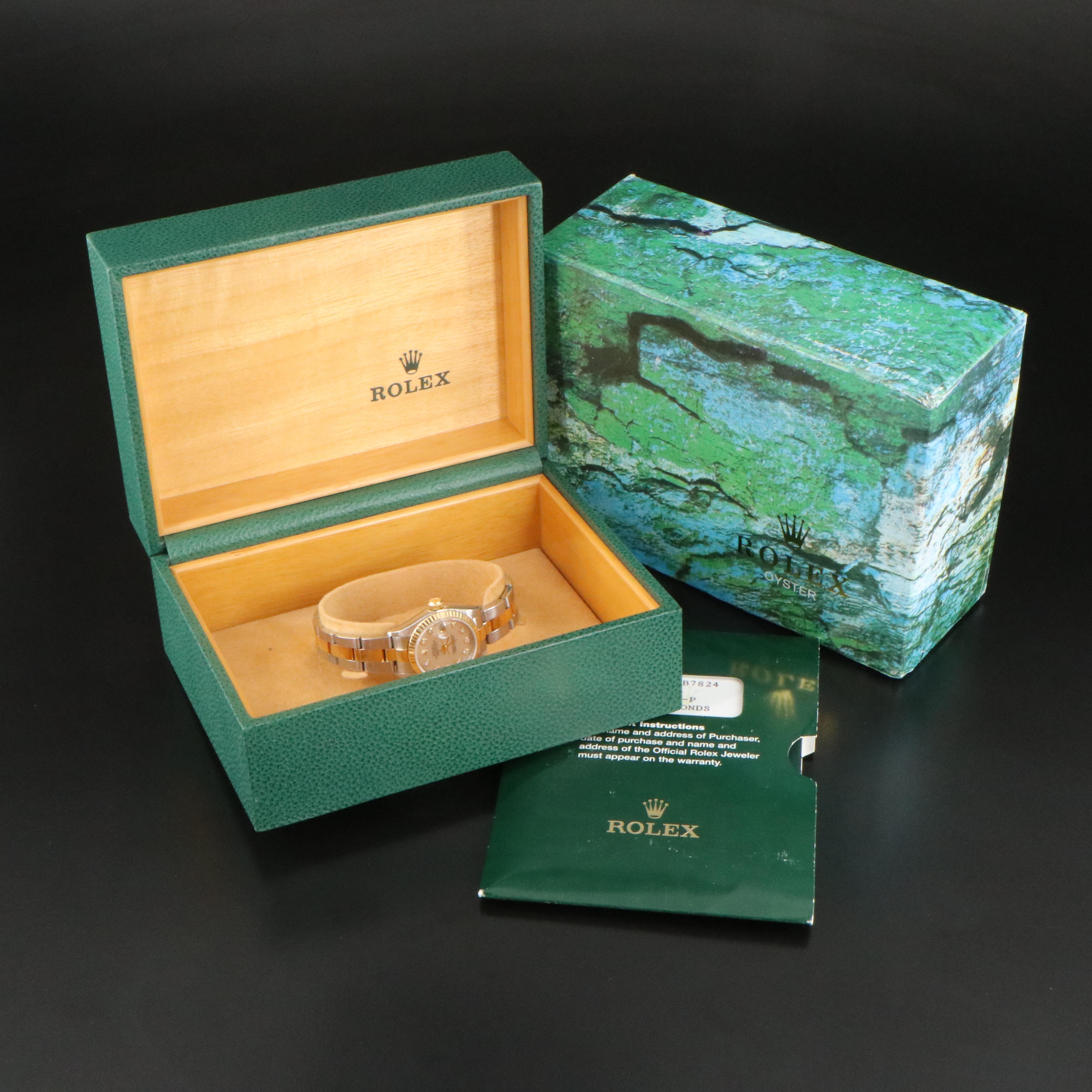 2002 Rolex White Mother-of-Pearl Factory Diamond Dial Datejust Watch