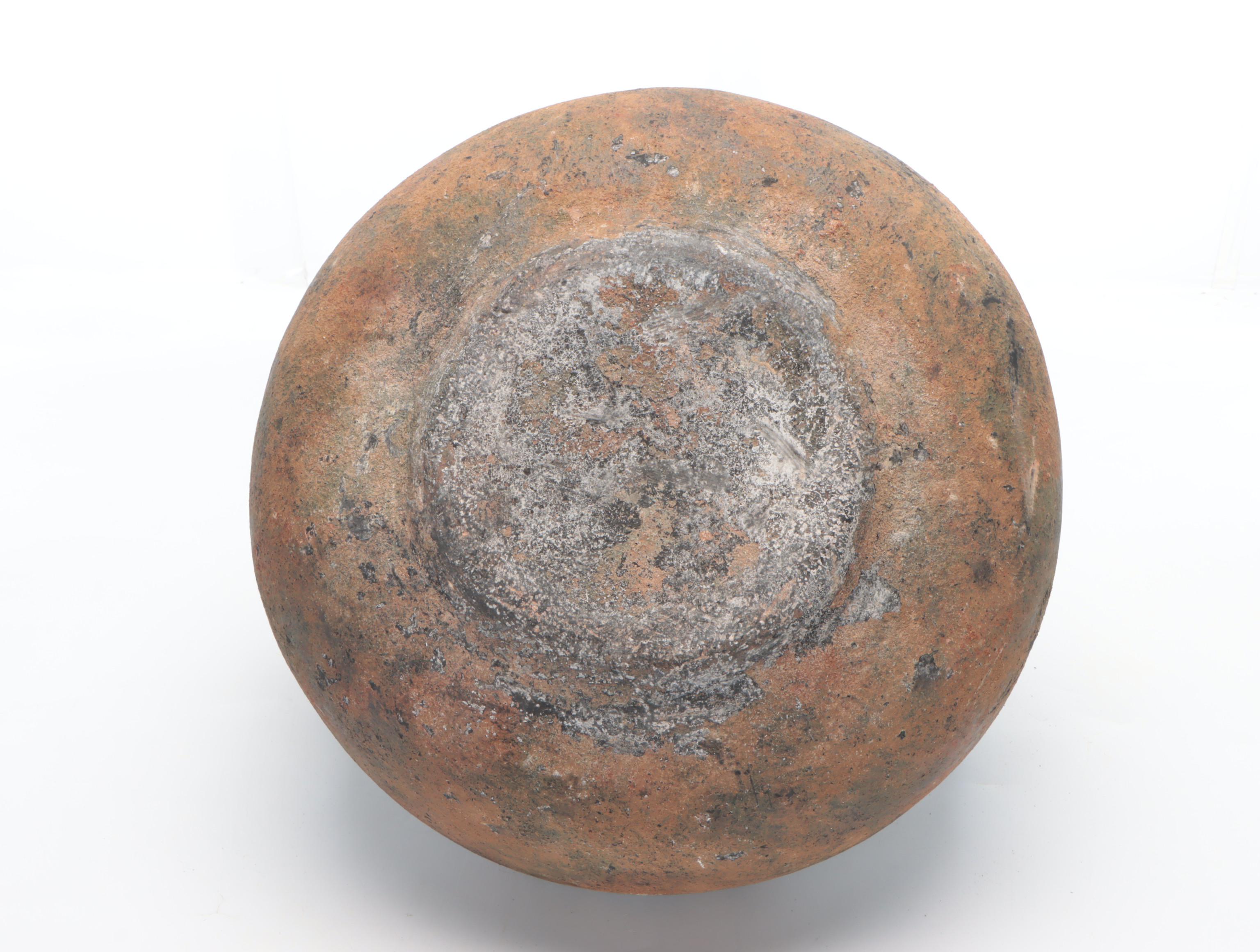 Earthenware Pottery Vessel with Wire Handles