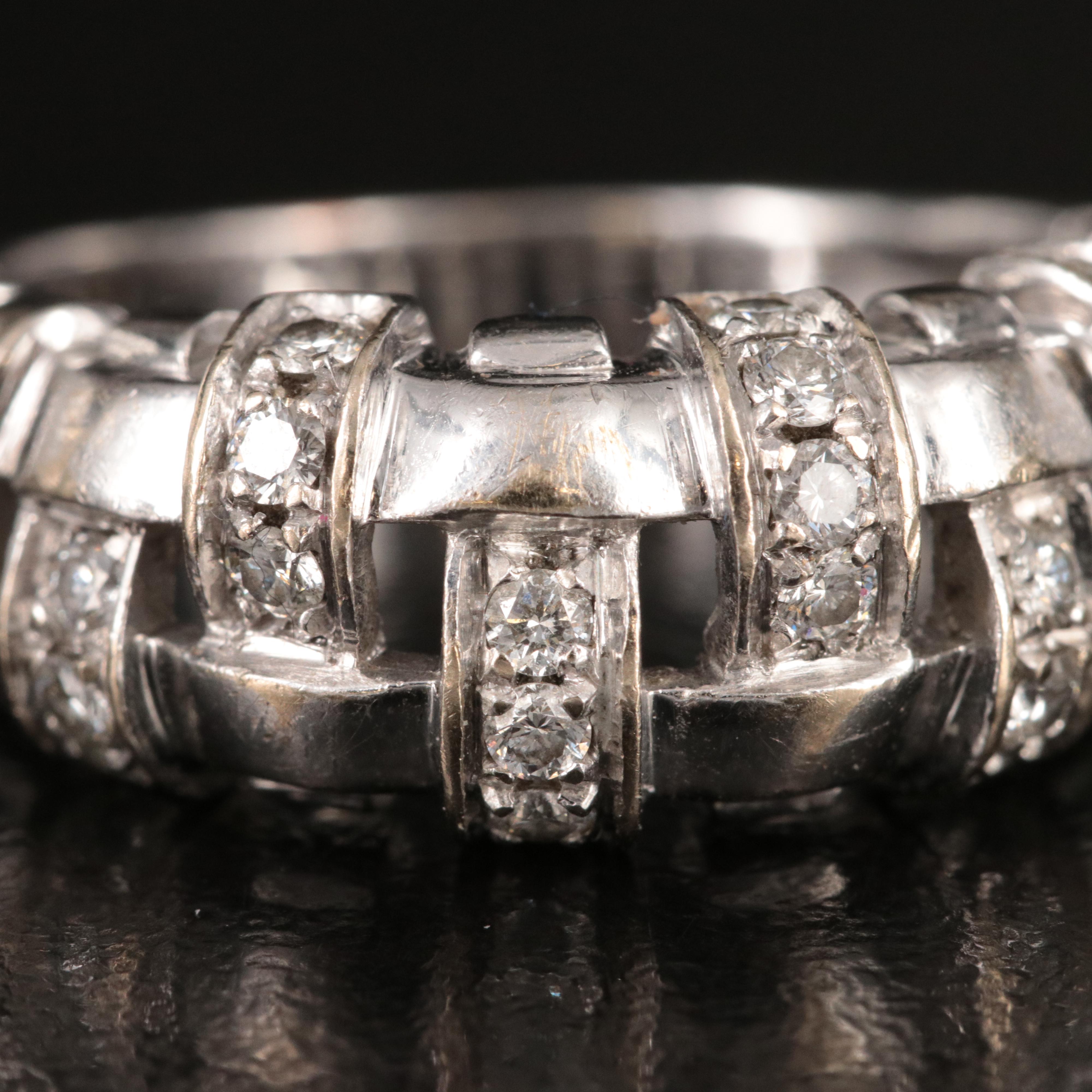 Tiffany & Co. Vannerie 18K 0.32 CTW Diamond Basket Weave Ring