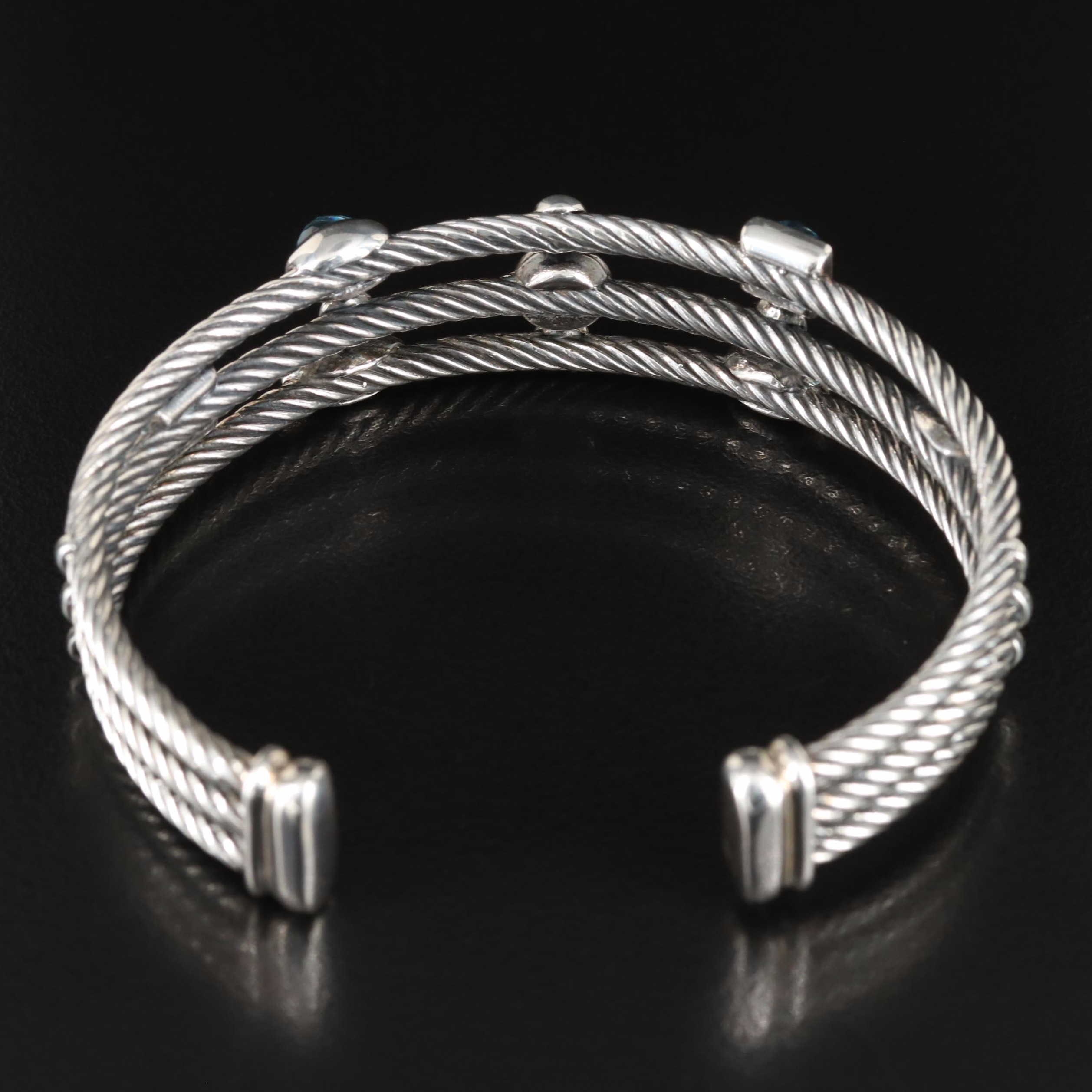David Yurman "Confetti" Sterling Iolite, Topaz and Diamond Cuff Bracelet