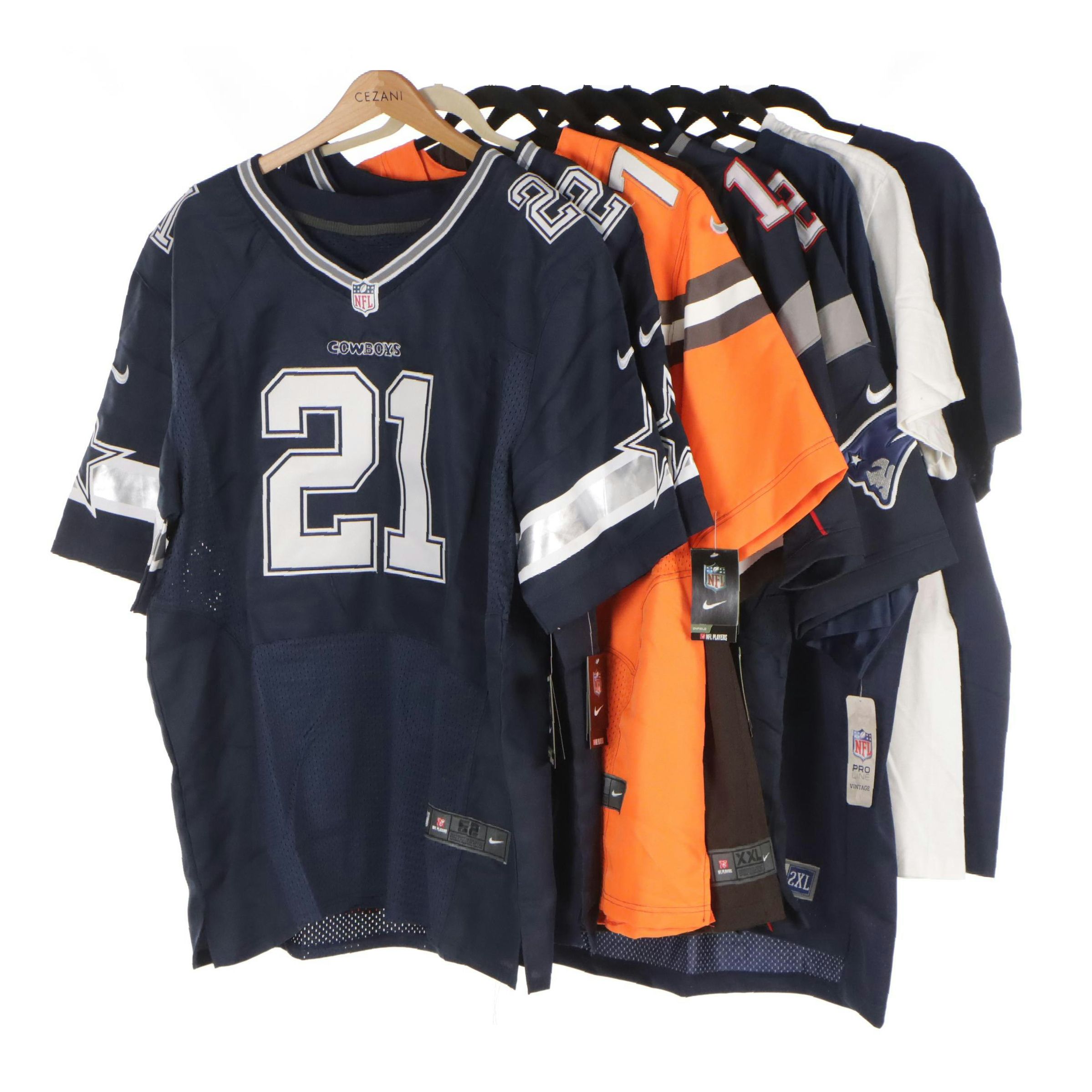 Tom Brady, Ezekiel Elliott, Junior Seau, and More NFL Football Jerseys