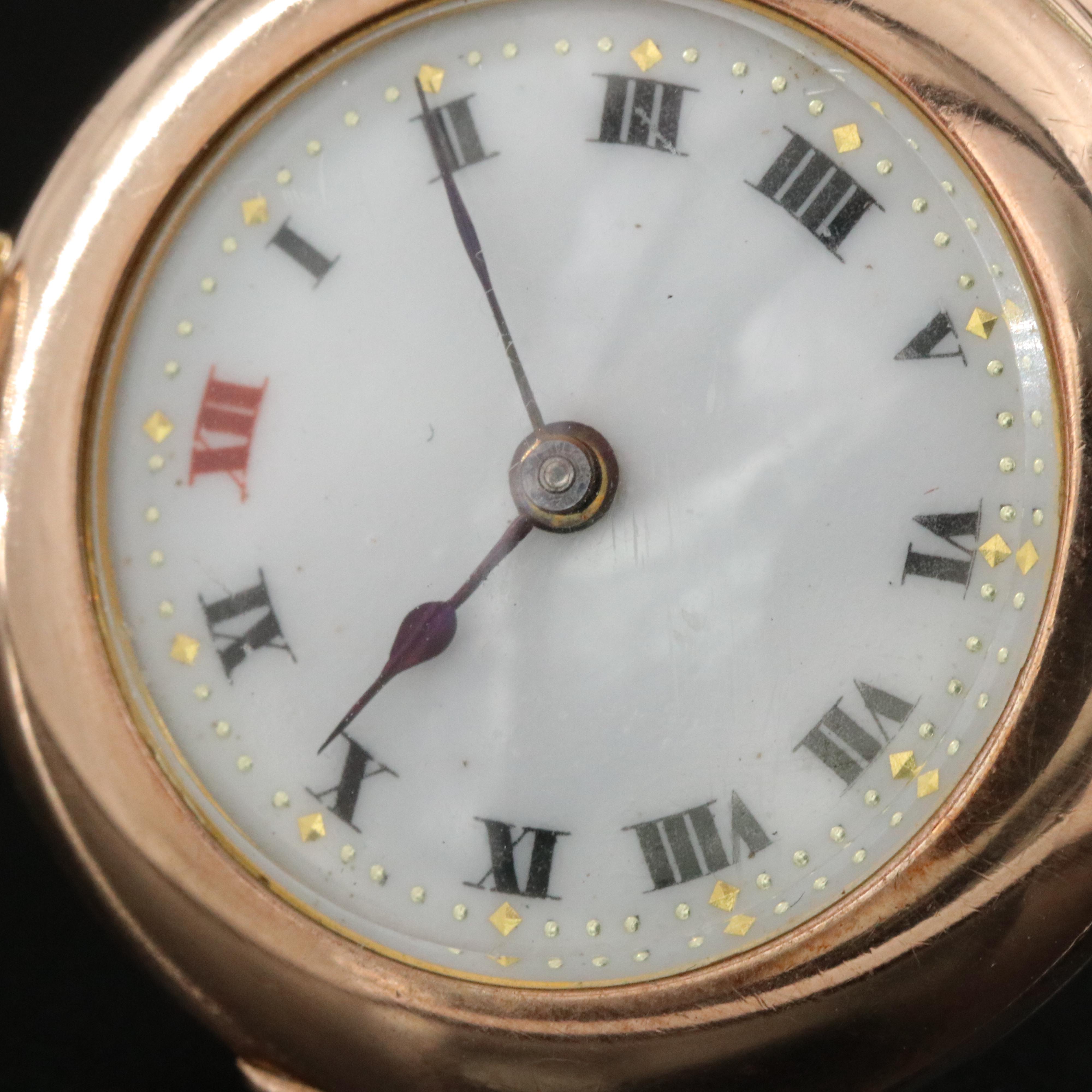 Antique Rolex 9K Porcelain Dial Watch