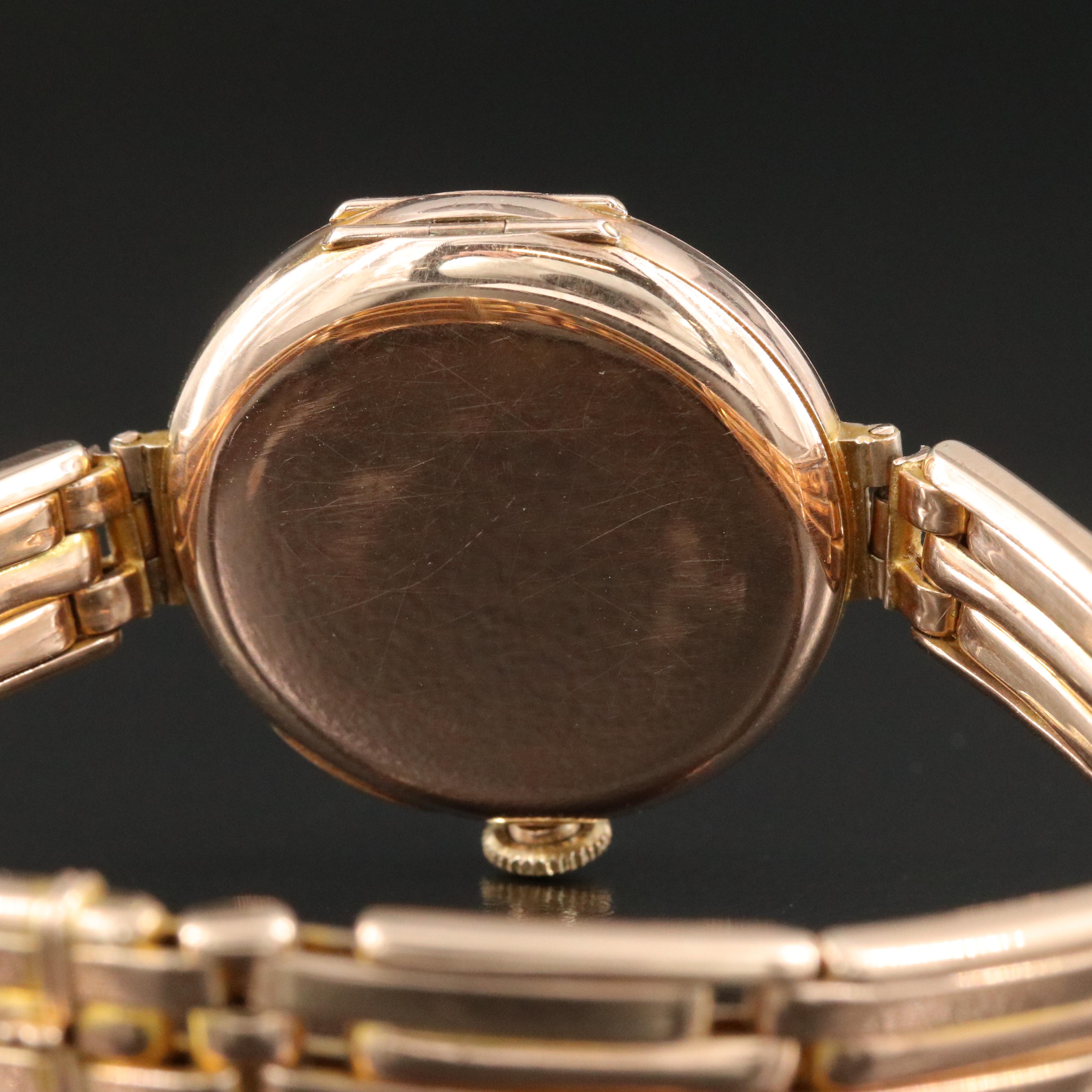 Antique Rolex 9K Porcelain Dial Watch