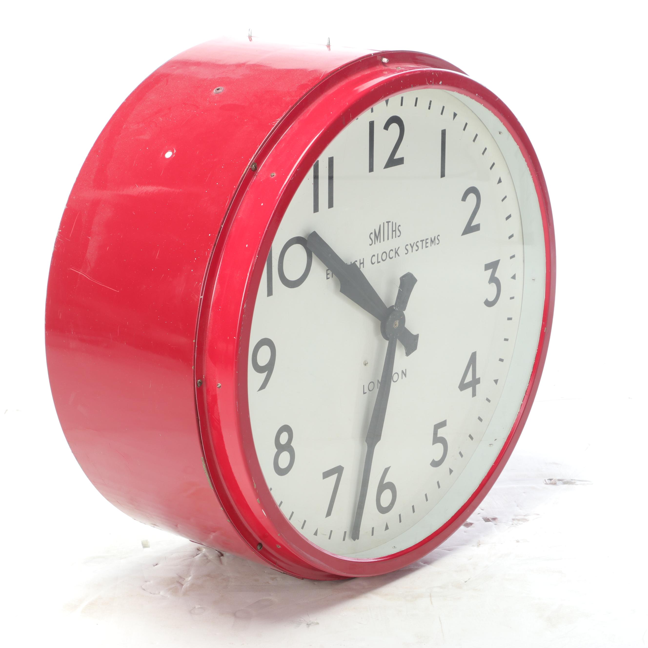 Vintage Industrial Factory Wall Clock by Smiths English Clock Systems of London