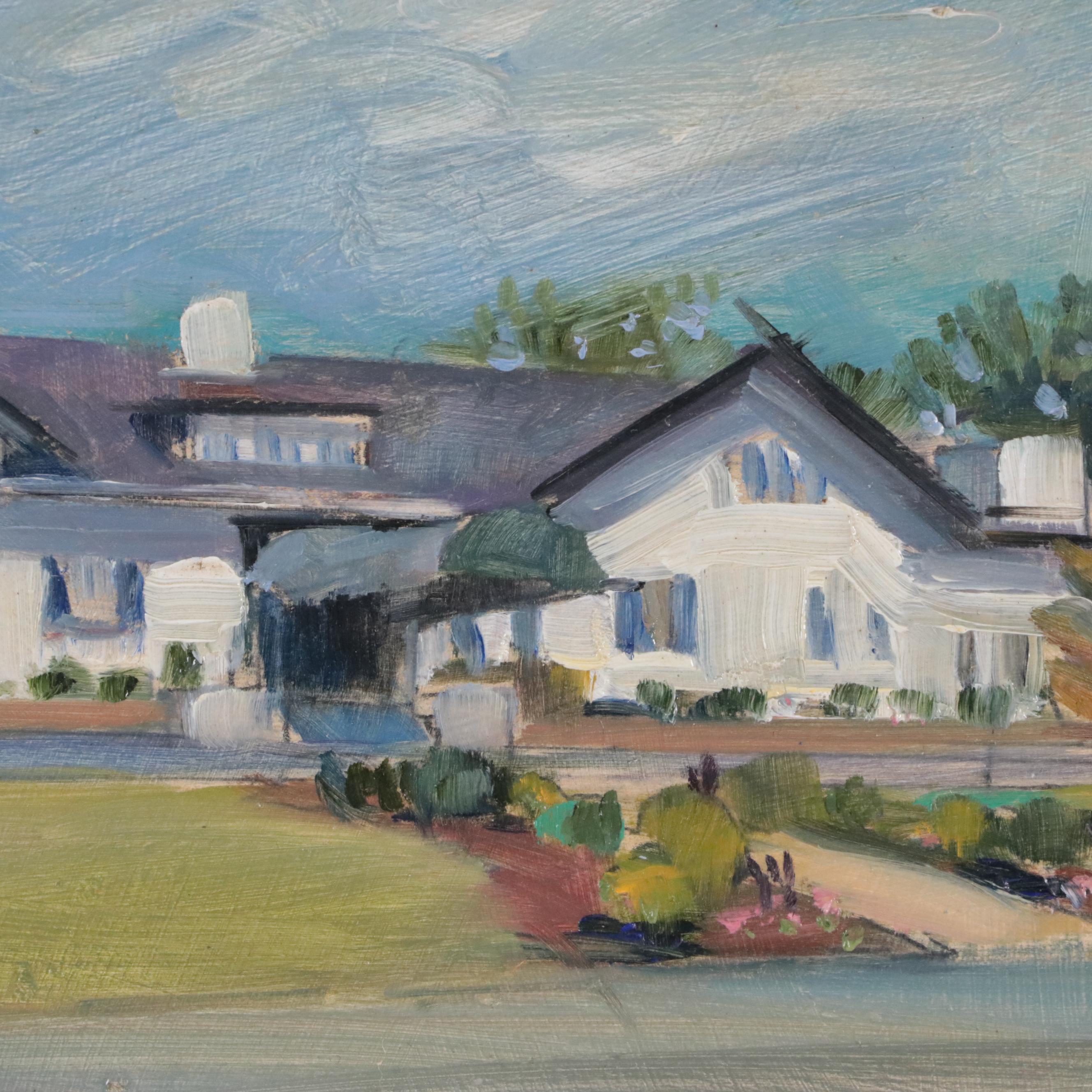 Greg Storer Oil Painting of Landscape with Architectural Motif, 21st Century