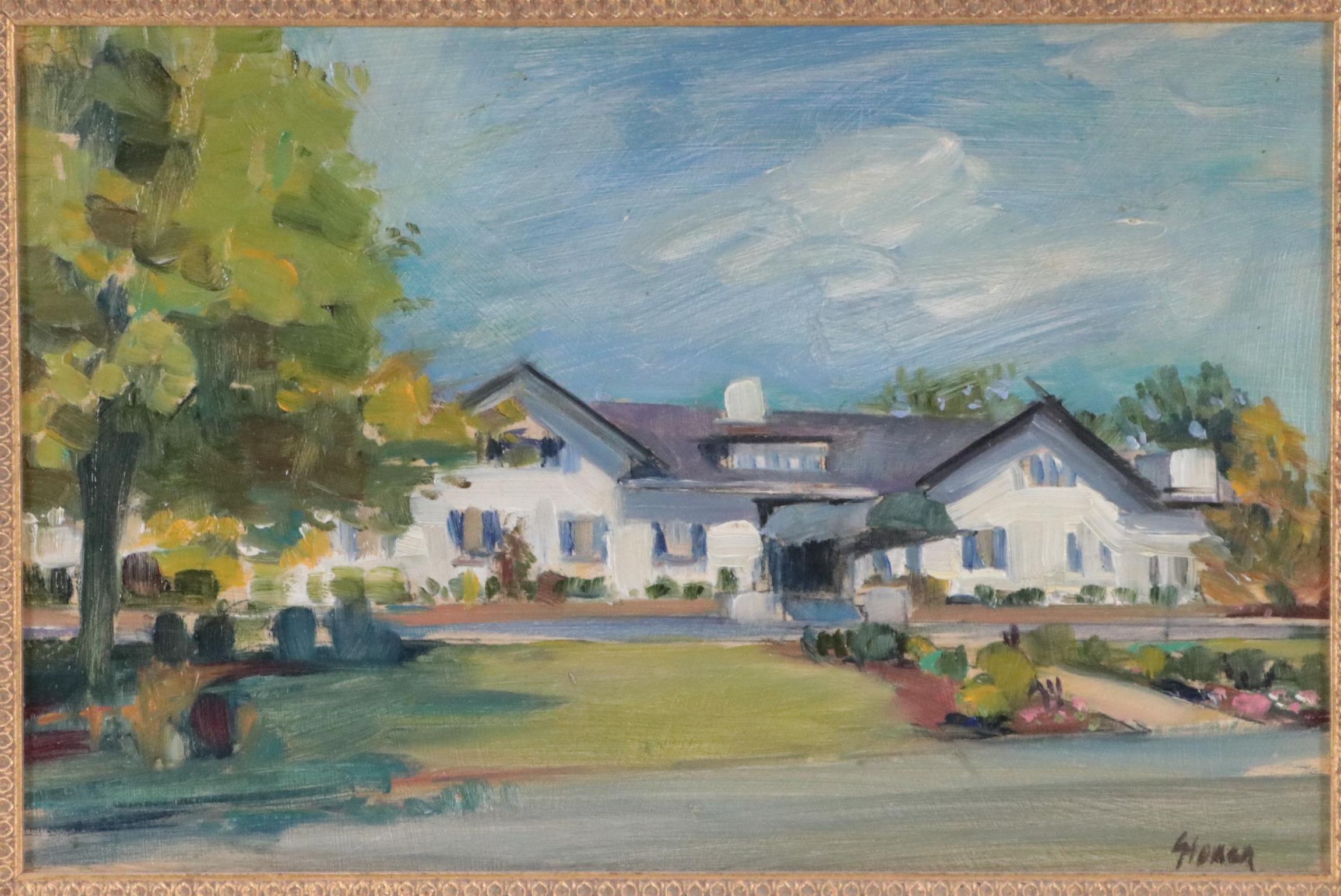 Greg Storer Oil Painting of Landscape with Architectural Motif, 21st Century