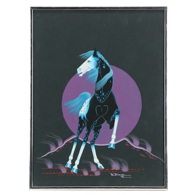 Bill Dixon Gouache Painting of Horse, 1975