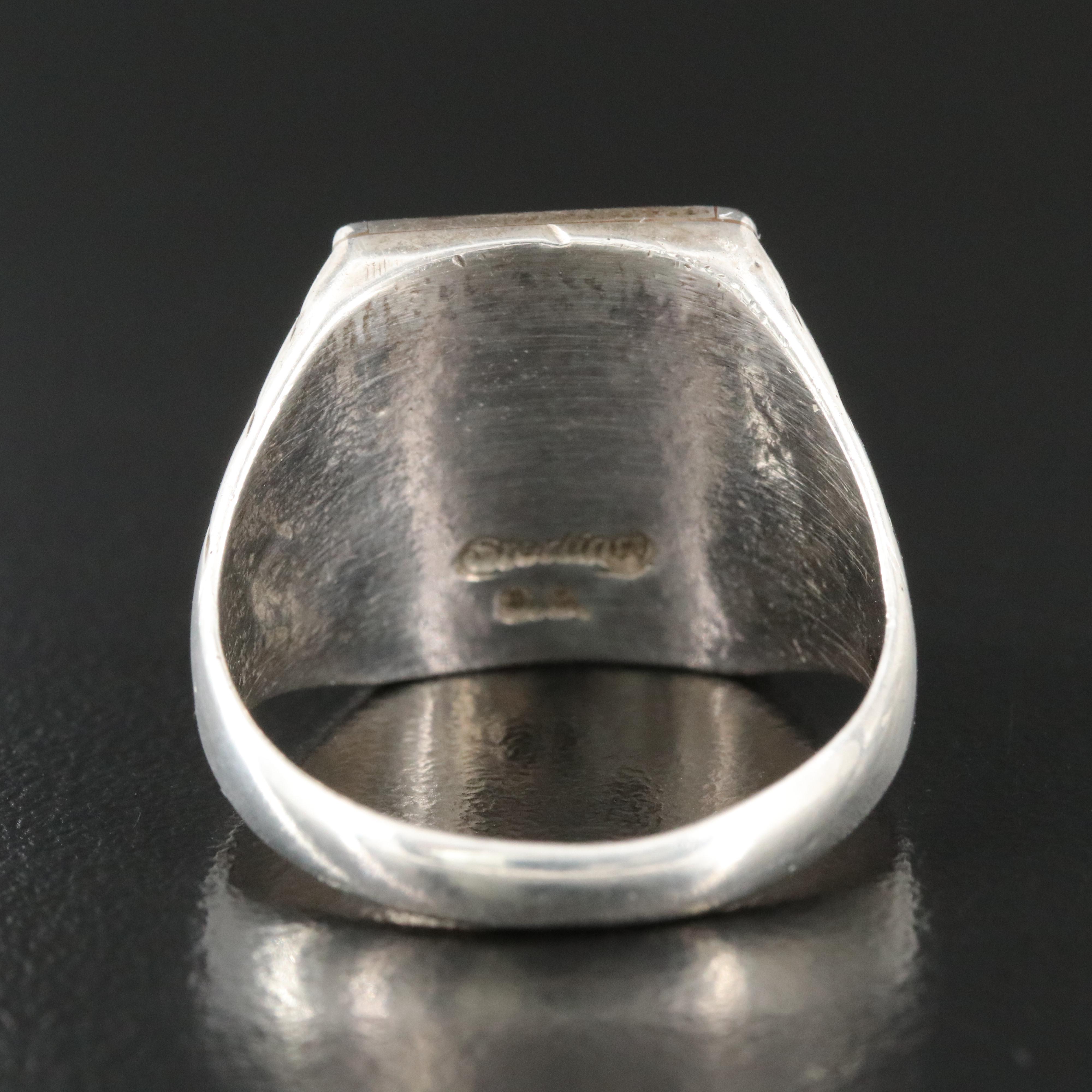 Sterling Inlay Ring Featuring Turquoise, Mother of Pearl, and Spiny Oyster