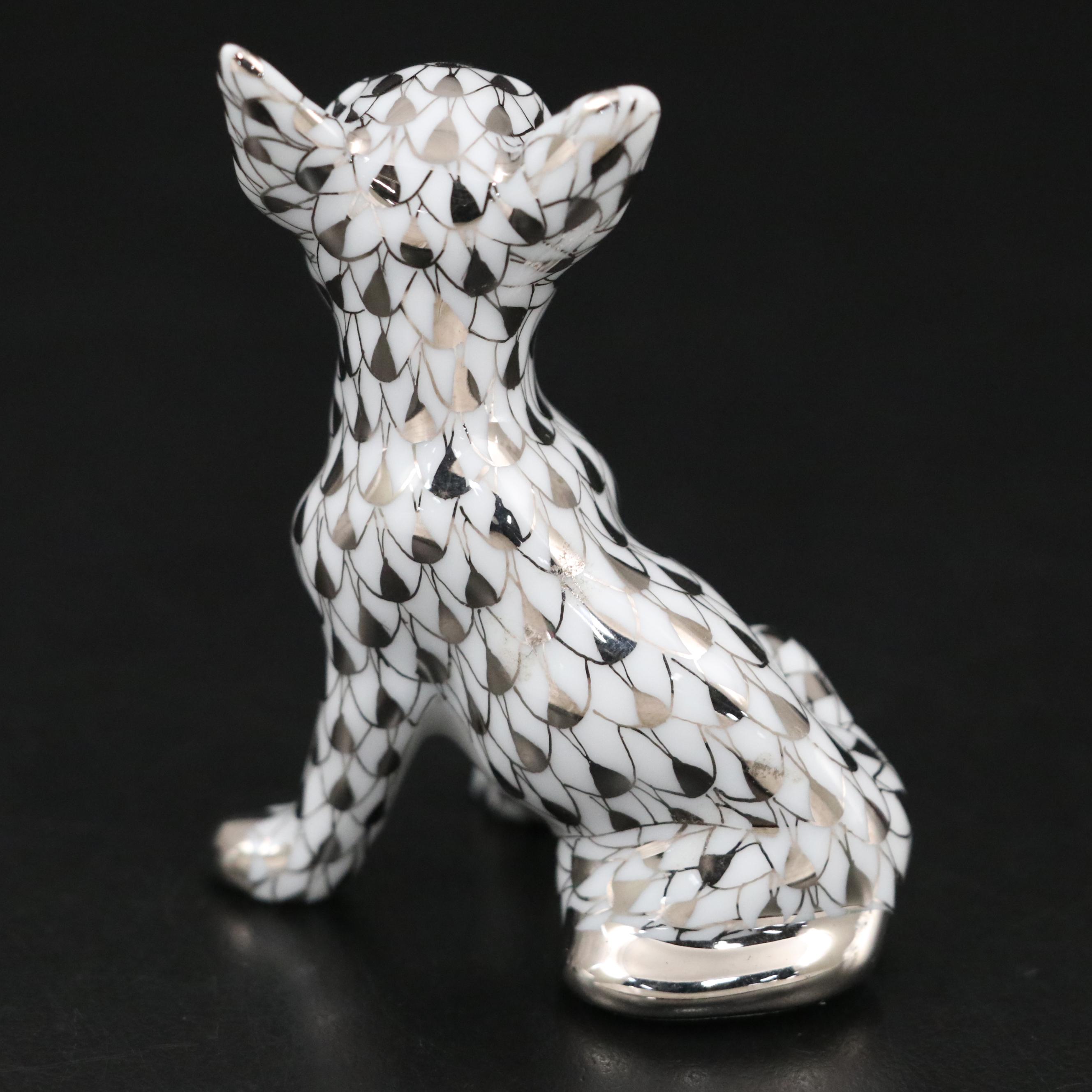 Herend Platinum Fishnet "Chihuahua" Porcelain Figurine