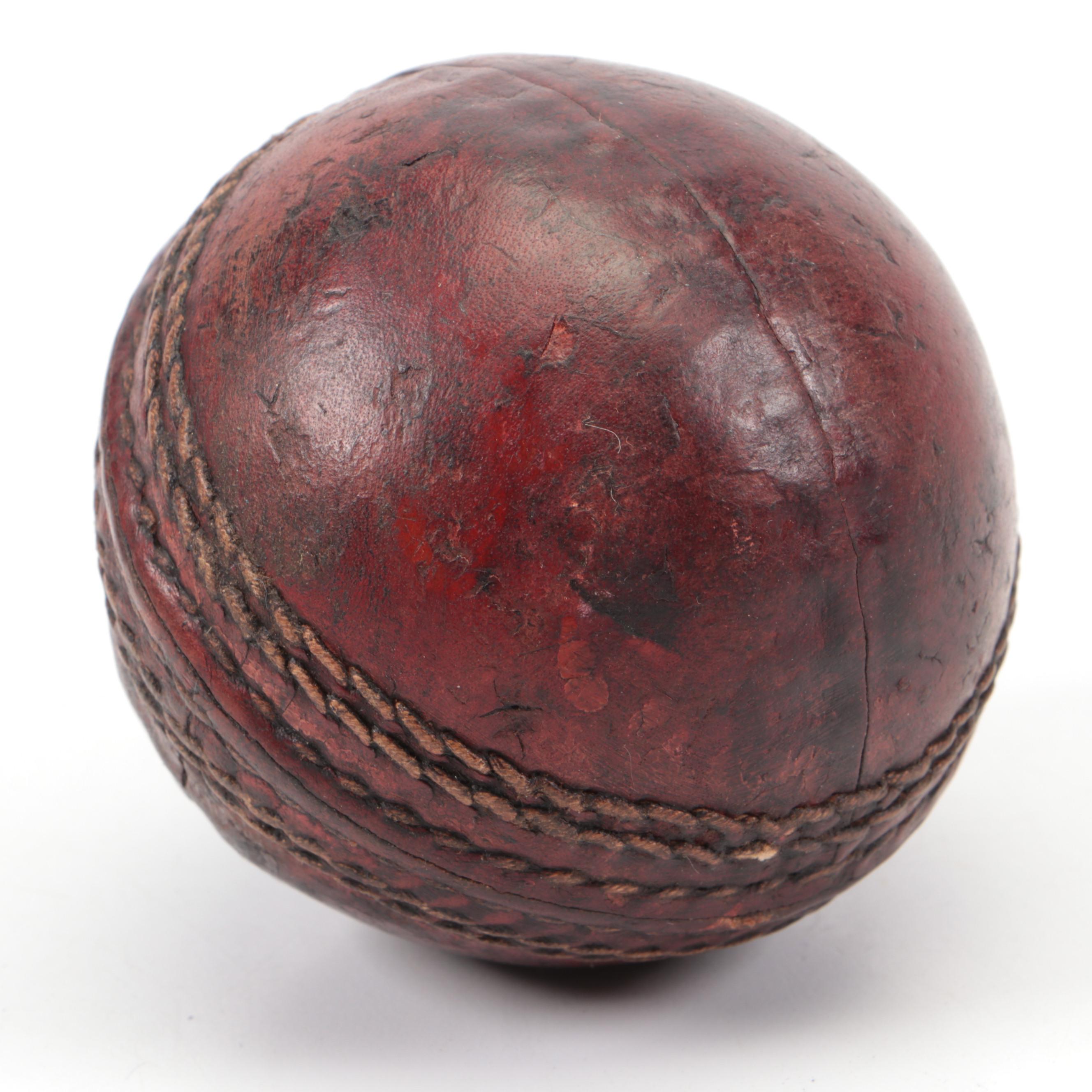 Six Seam Stitched Leather Cricket Ball, Late 19th/ Early 20th Century