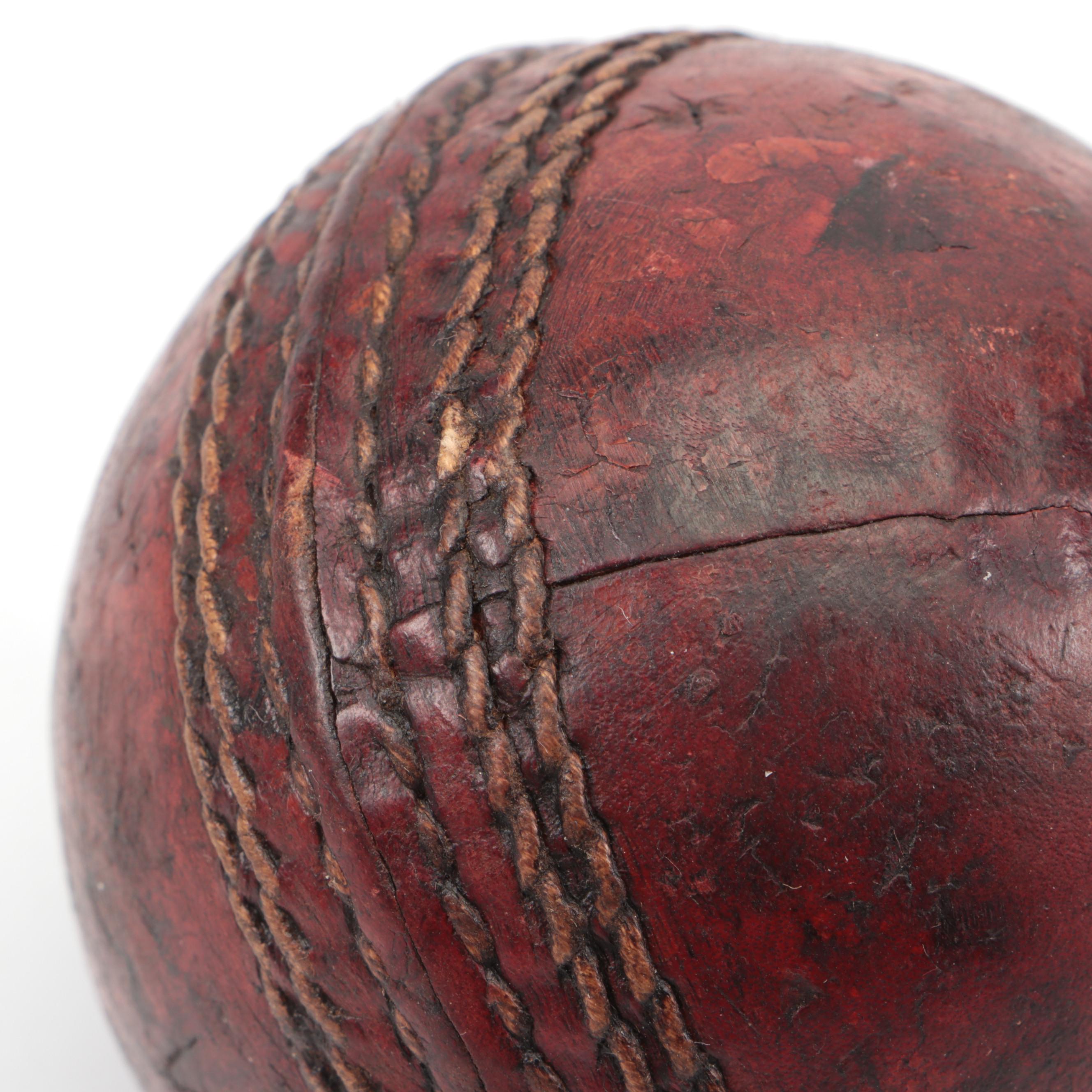 Six Seam Stitched Leather Cricket Ball, Late 19th/ Early 20th Century