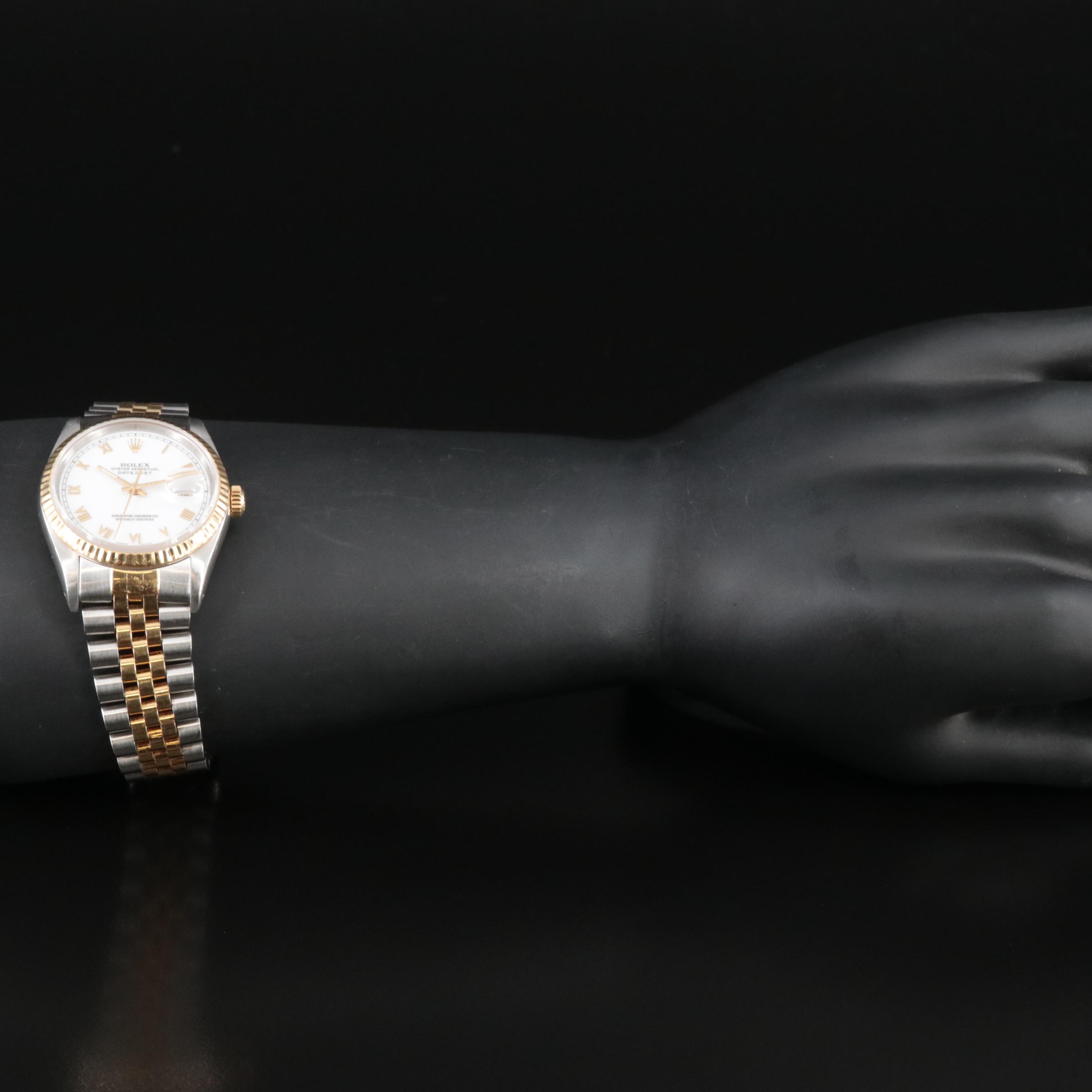 1993 Rolex Oyster Perpetual White Roman Dial, Datejust Watch
