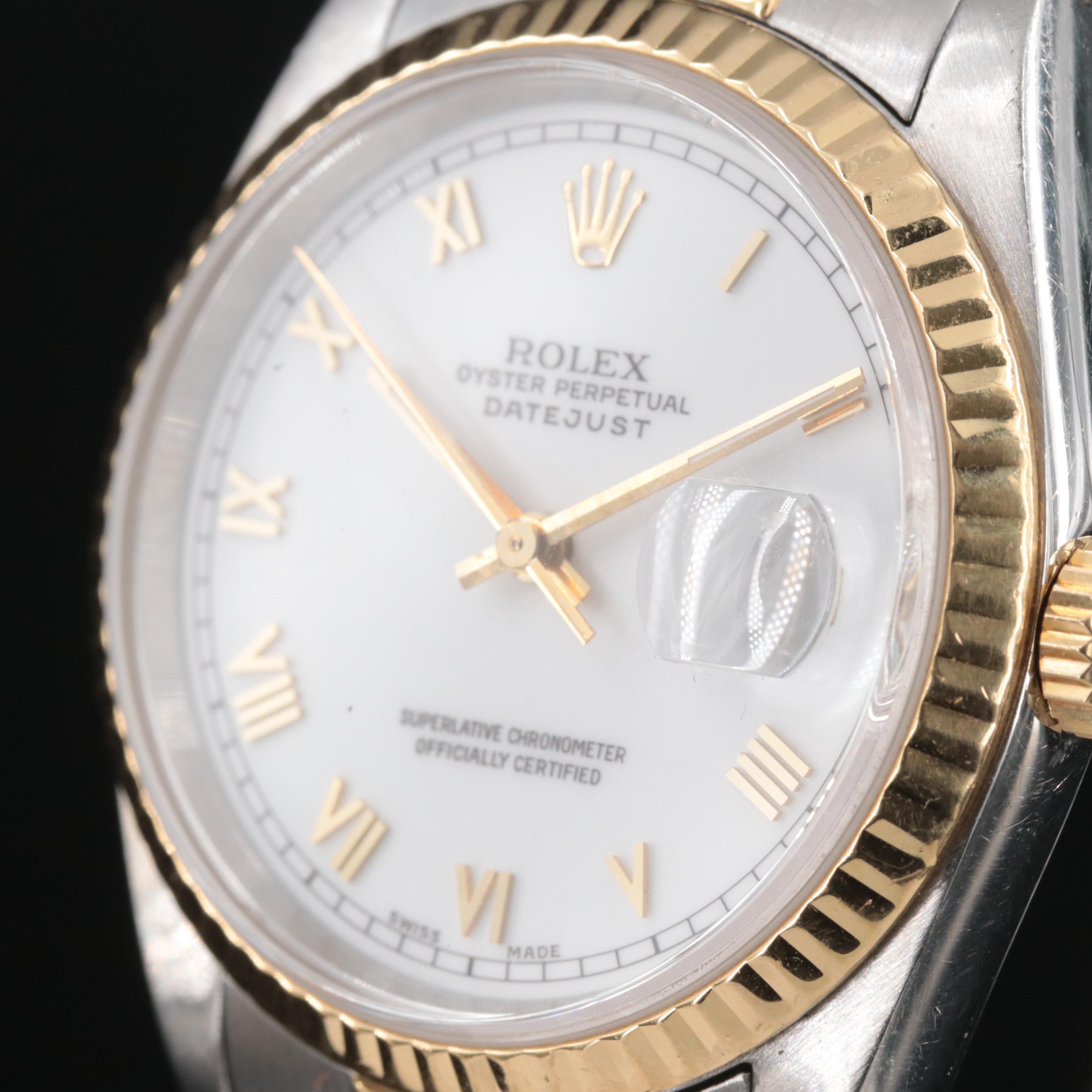 1993 Rolex Oyster Perpetual White Roman Dial, Datejust Watch