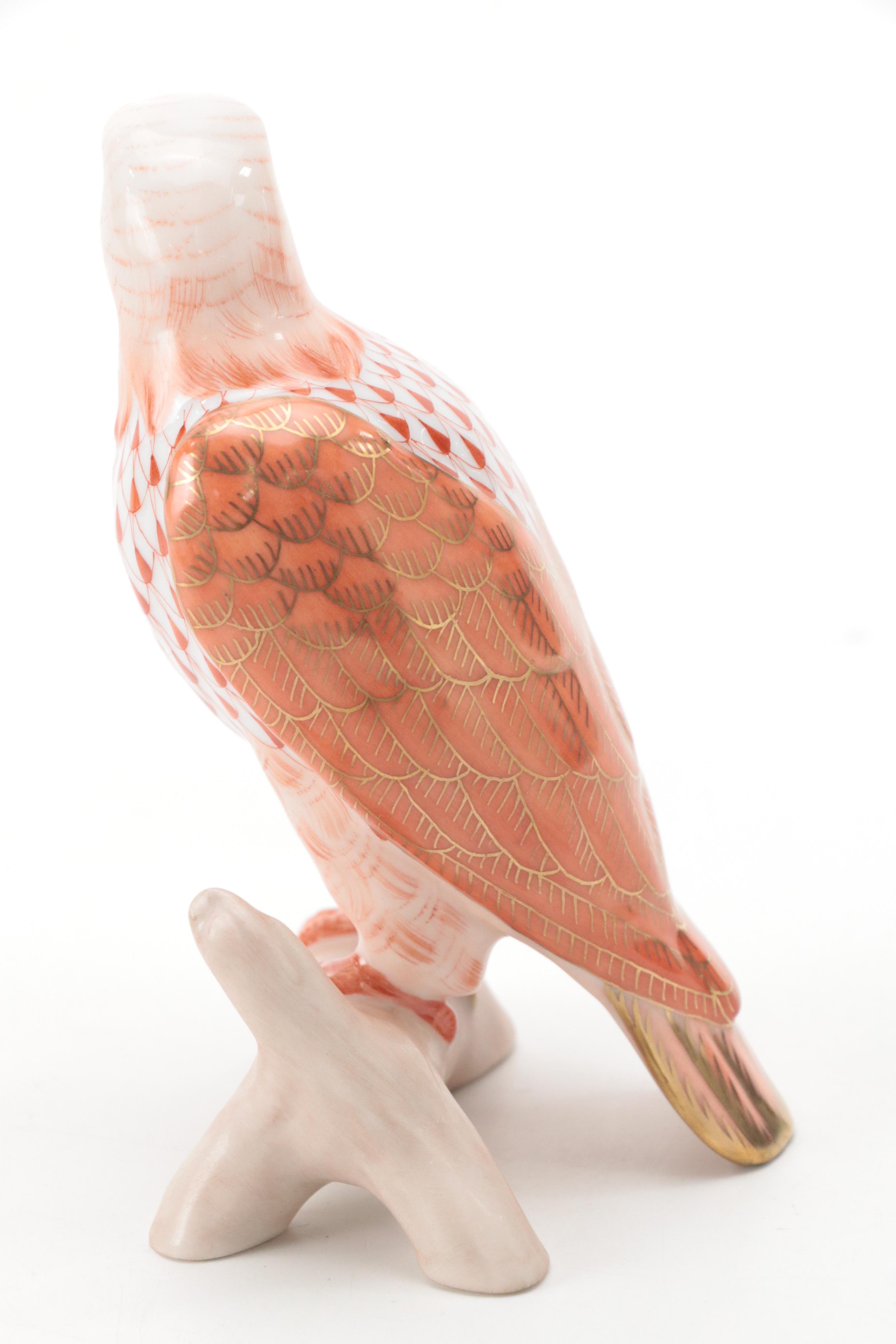 Herend Rust Fishnet with Gold "Small Bald Eagle" Porcelain Figurine
