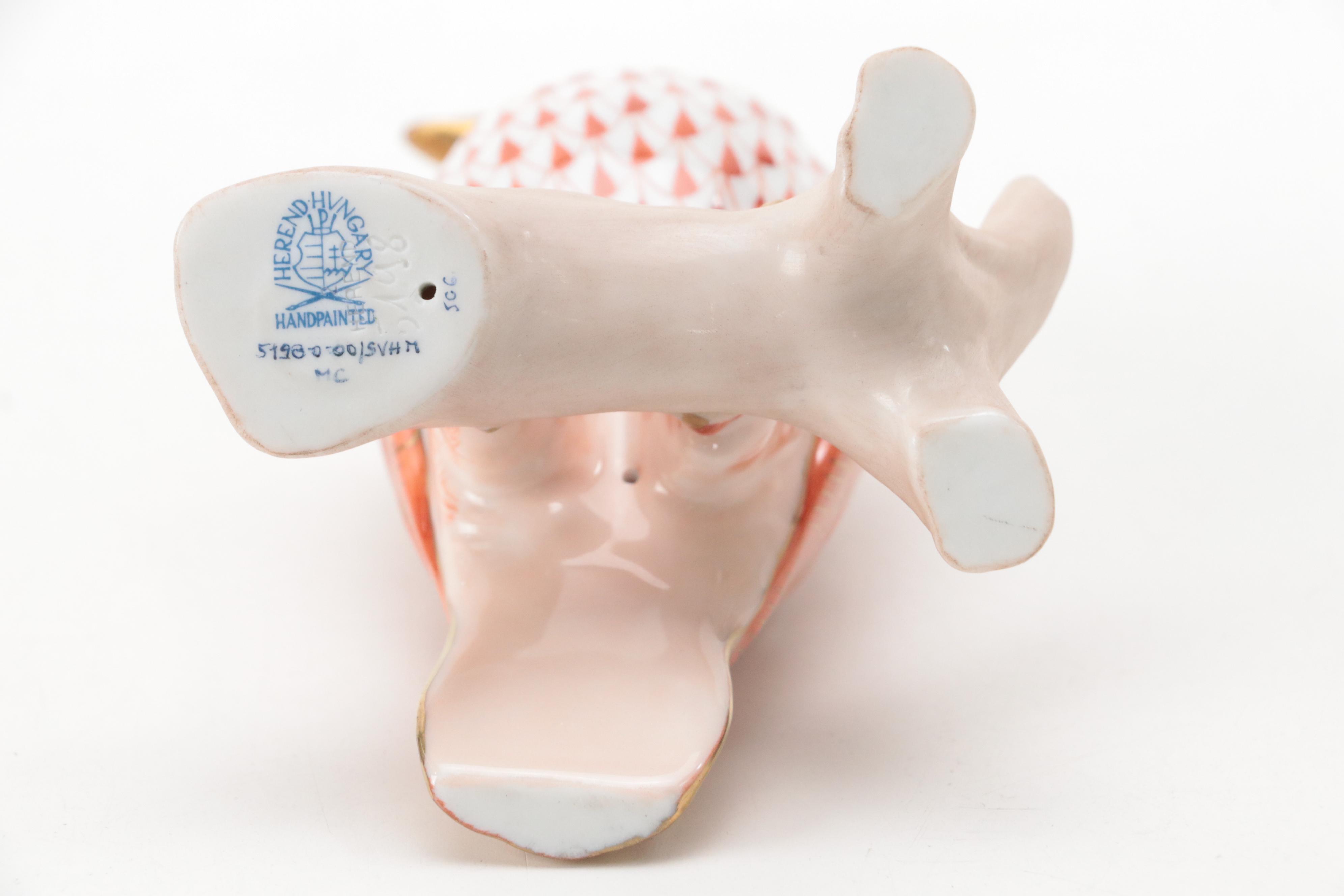 Herend Rust Fishnet with Gold "Small Bald Eagle" Porcelain Figurine