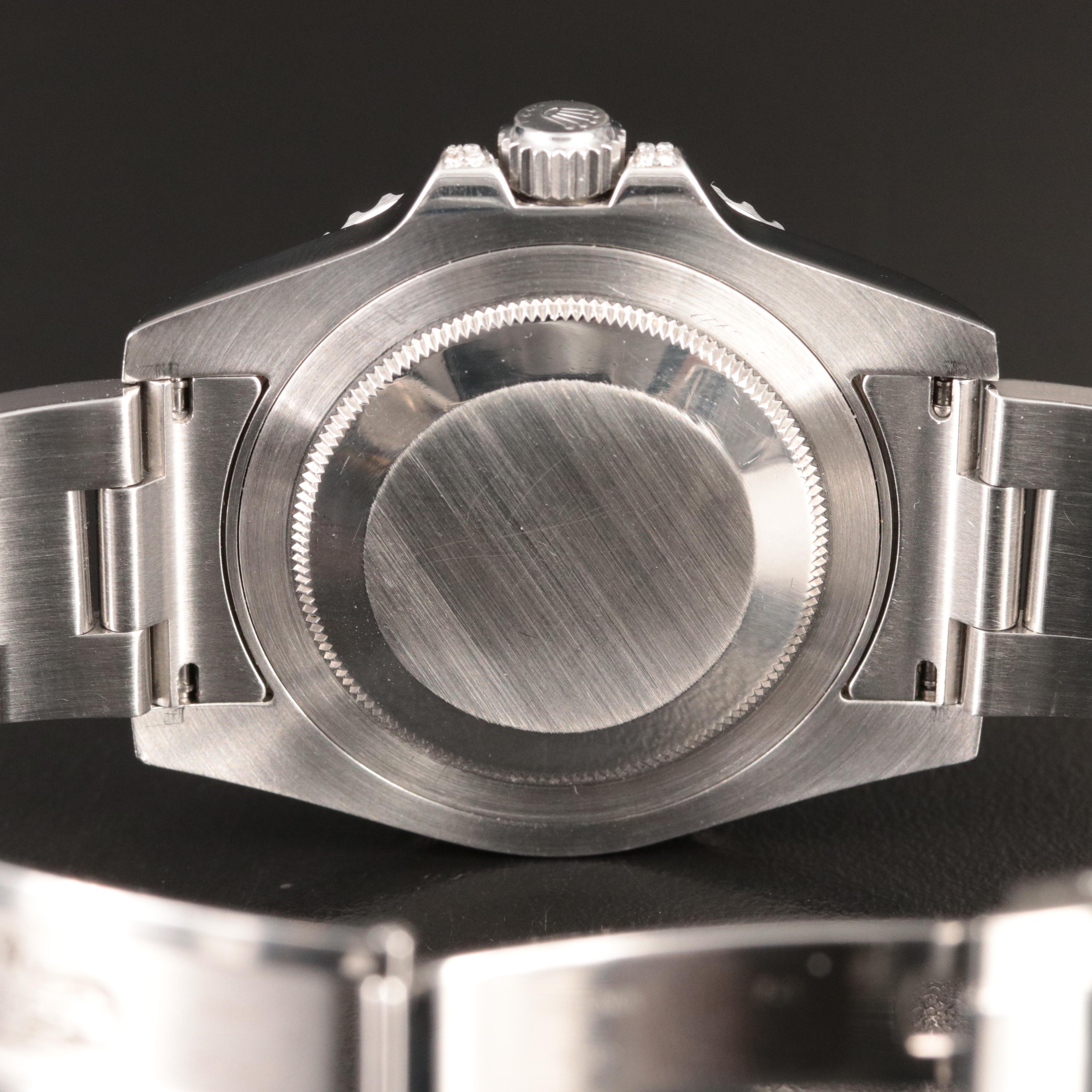 Rolex GMT Master II Steel Black Custom Diamond Baguettes Automatic Watch