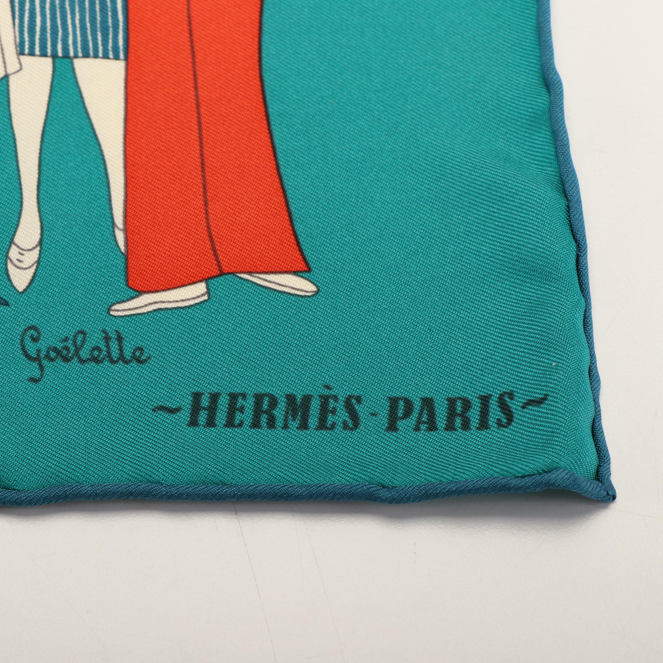 Hermès "Les Sportives" Silk Twill Scarf 45 with Box