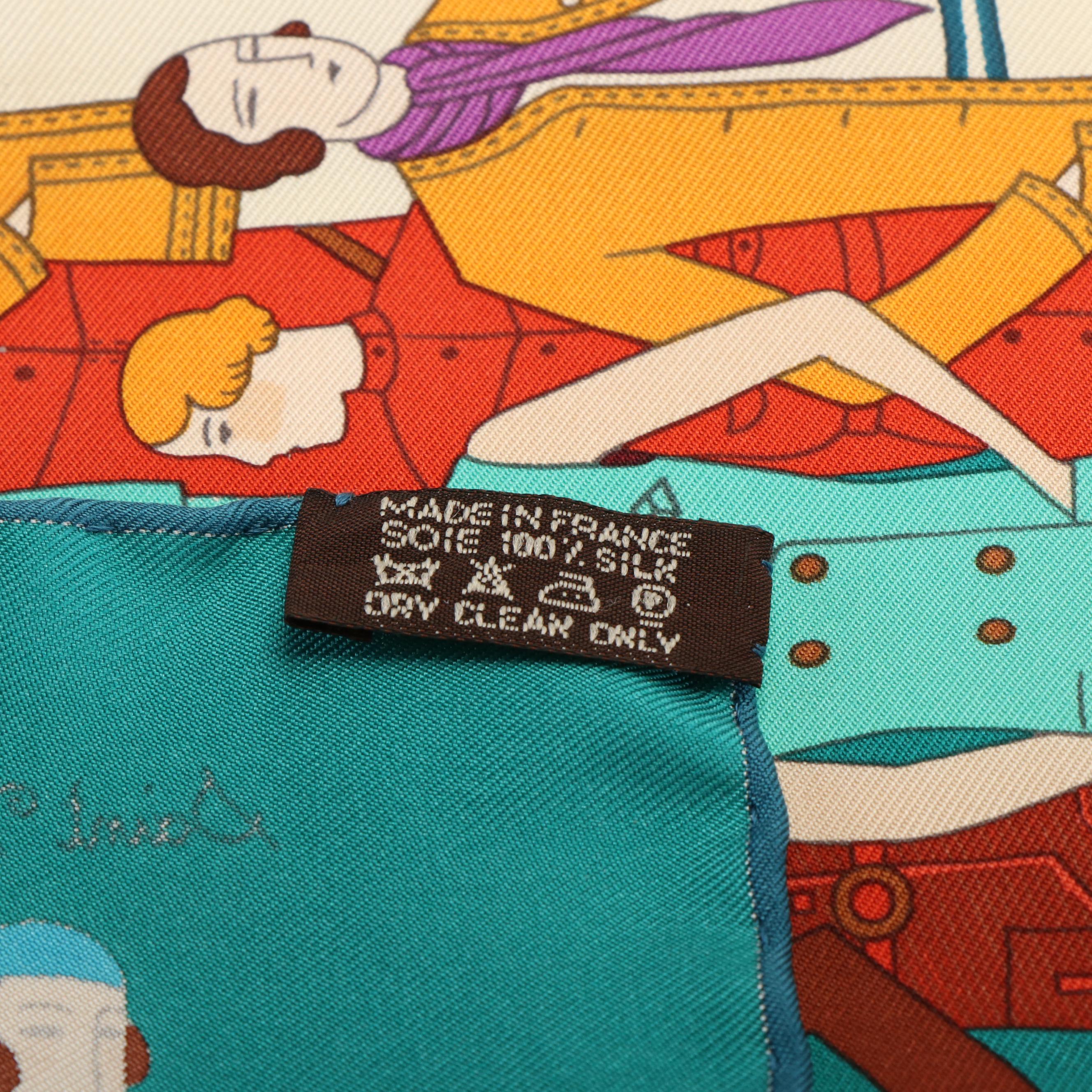 Hermès "Les Sportives" Silk Twill Scarf 45 with Box