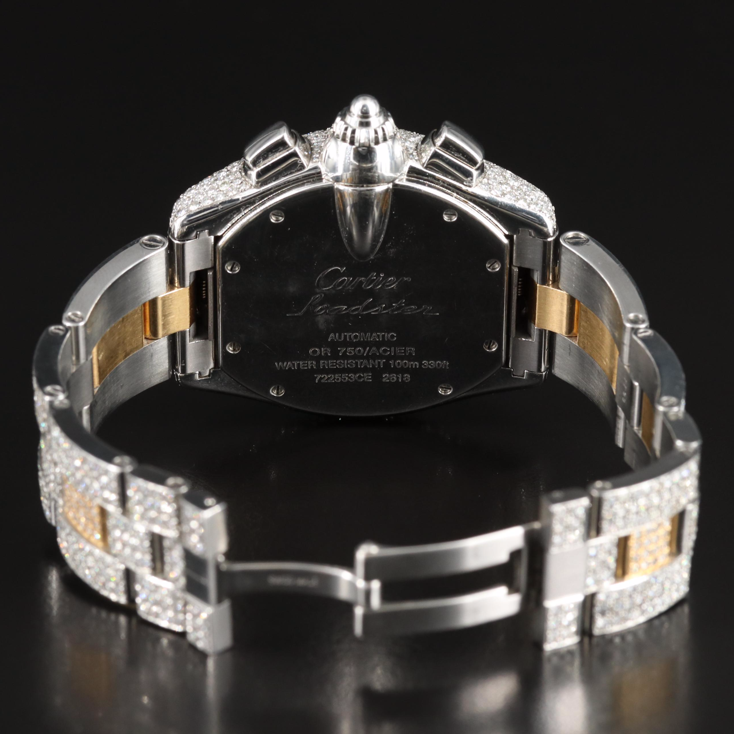 Cartier Roadster 17.69 CTW Custom Diamond Chronograph Watch