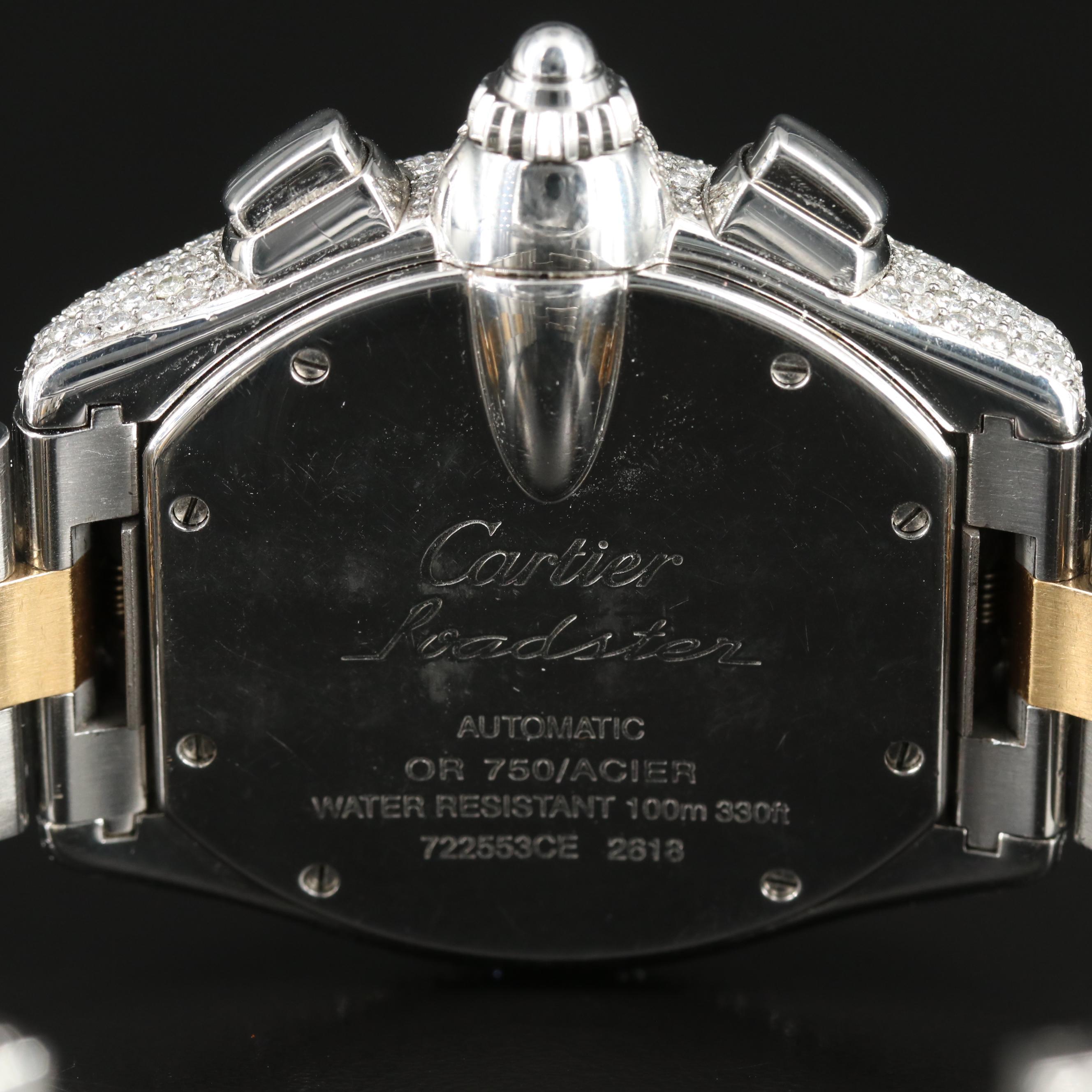 Cartier Roadster 17.69 CTW Custom Diamond Chronograph Watch