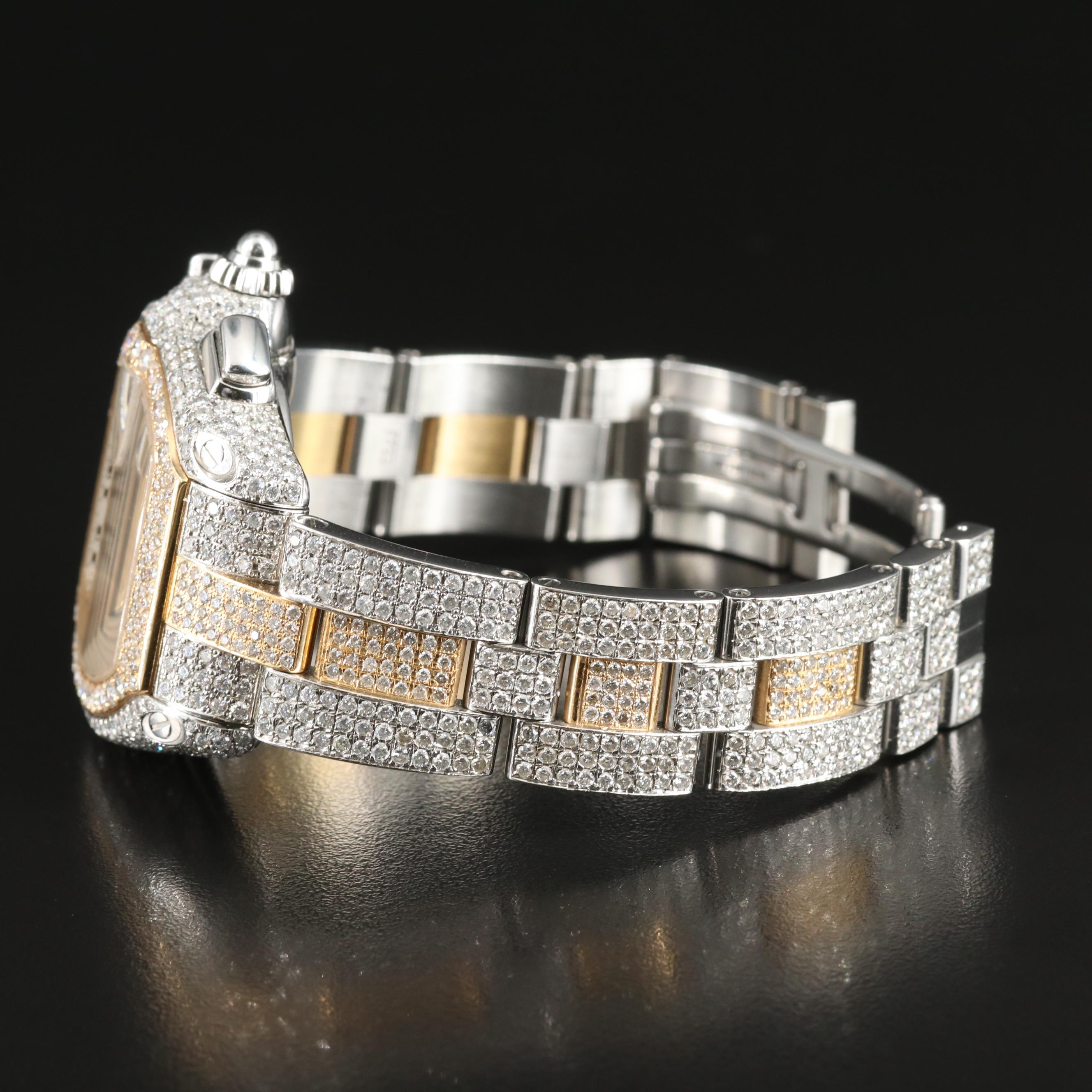 Cartier Roadster 17.69 CTW Custom Diamond Chronograph Watch