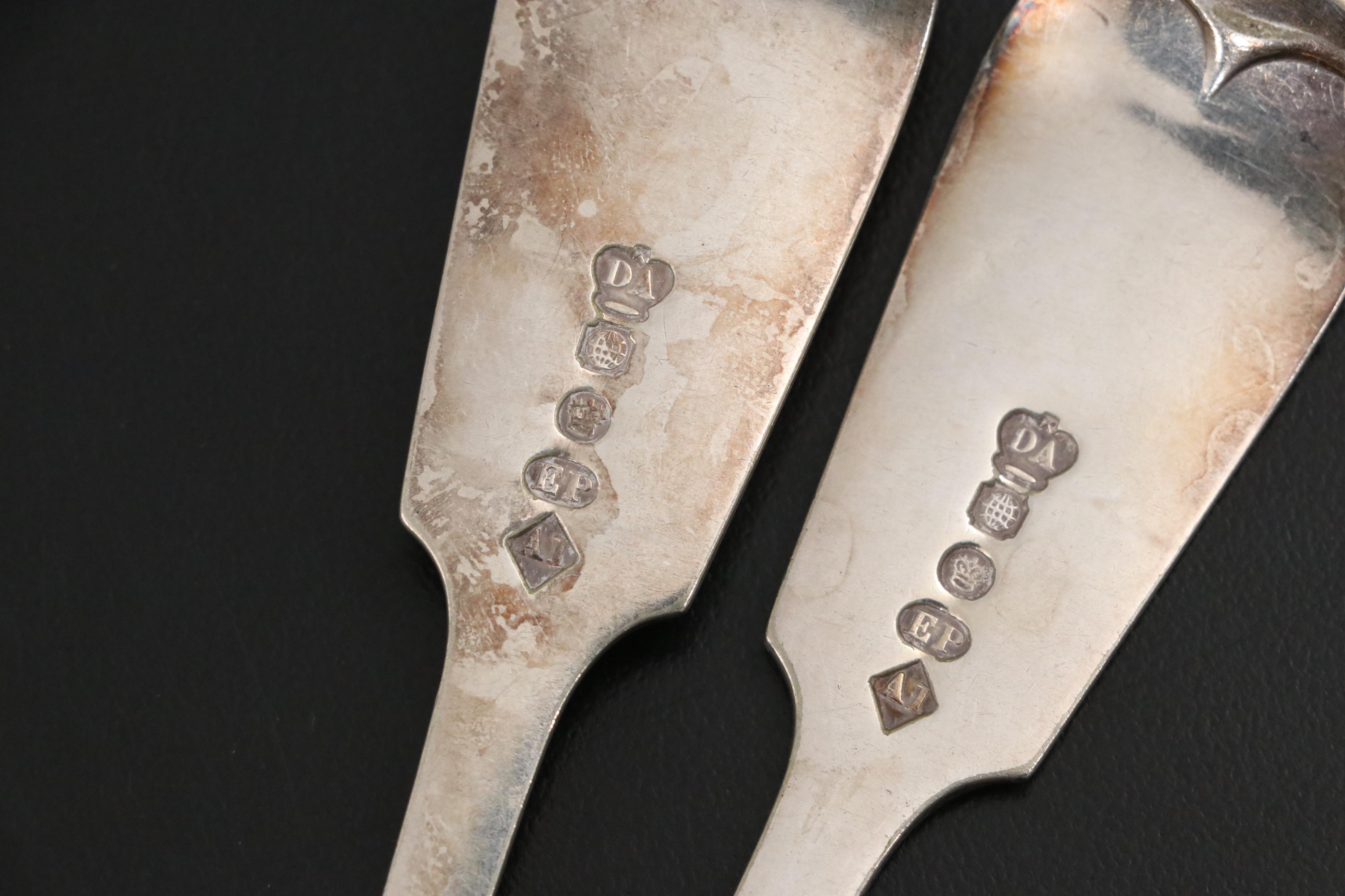 British Sterling Silver and American Coin Silver Fiddleback Spoons