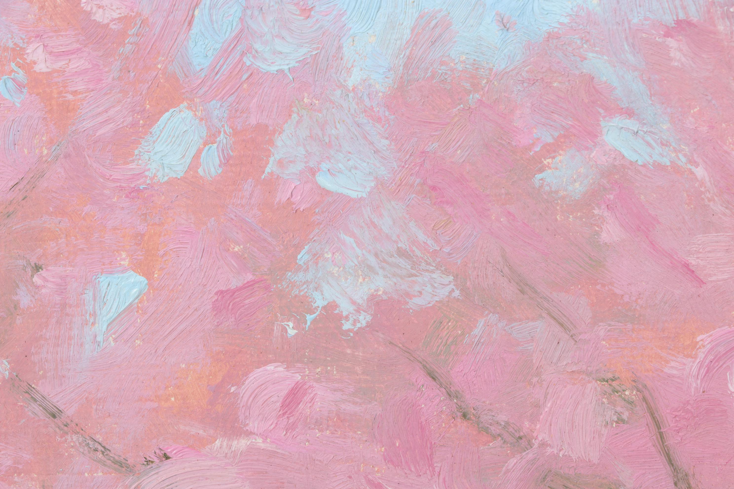 Bob Ragland Spring Park Scene Oil Painting With Blooming Trees, 1988