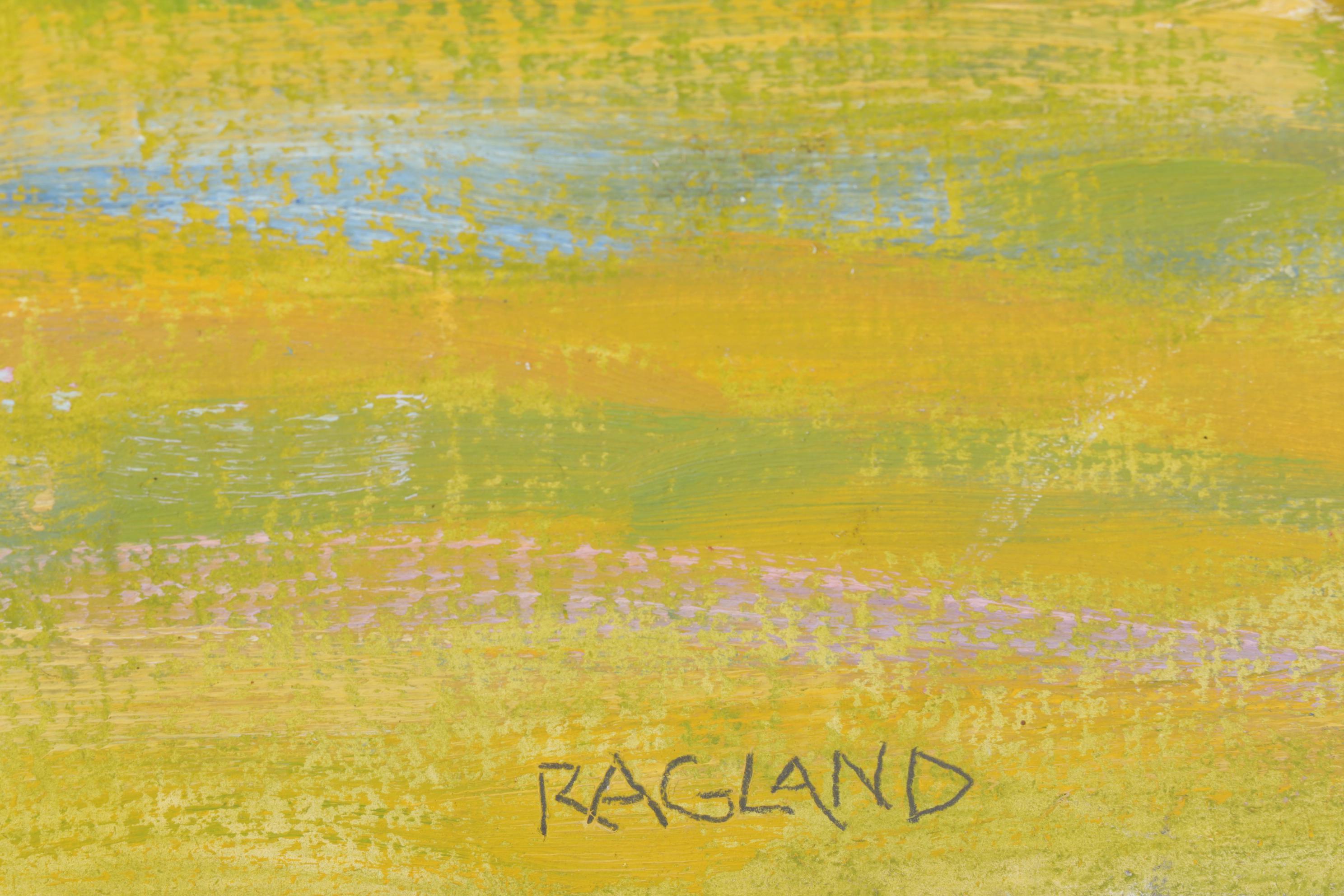 Bob Ragland Spring Park Scene Oil Painting With Blooming Trees, 1988