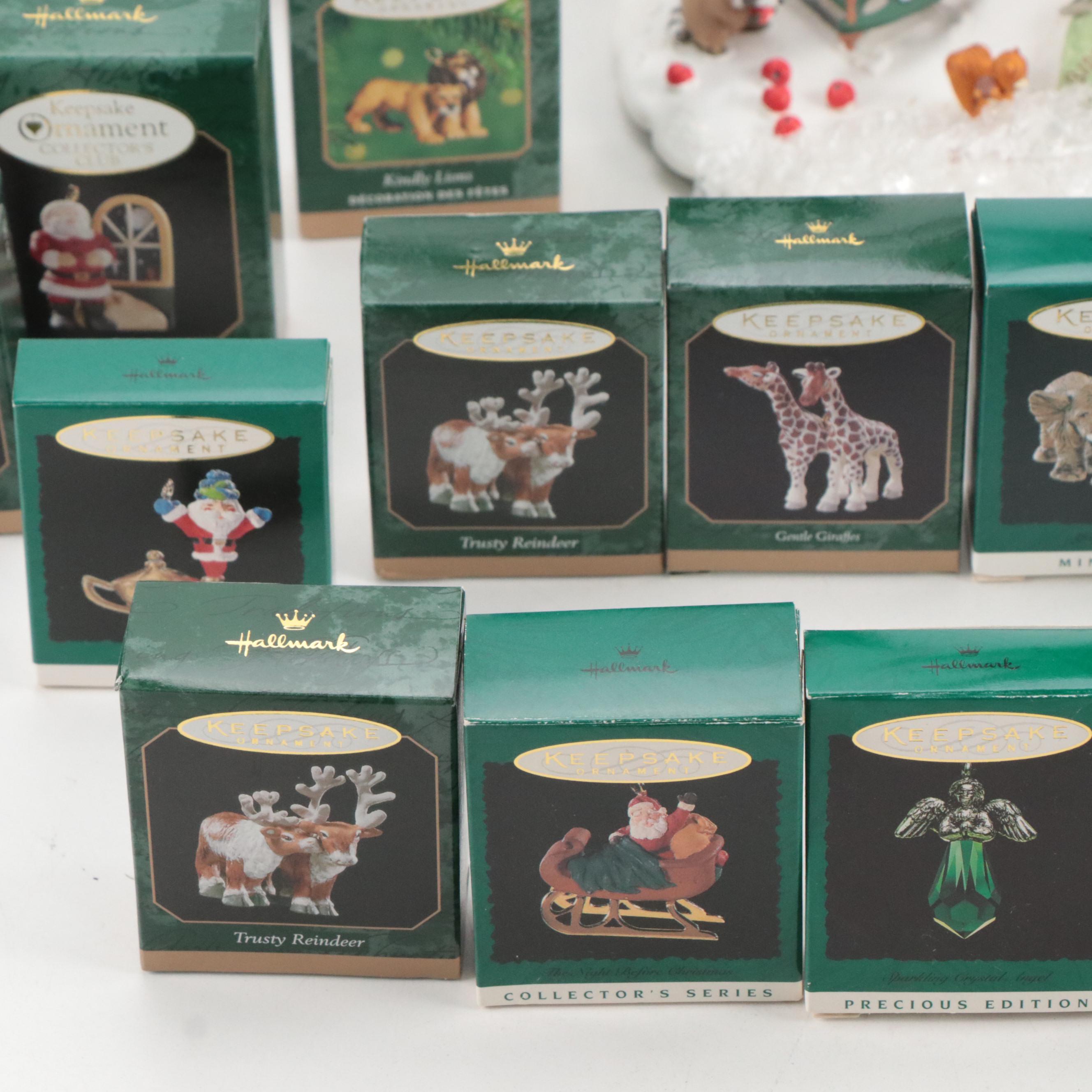 Tabletop Christmas Tree with Hallmark Santa, Safari Animals, and Other Ornaments