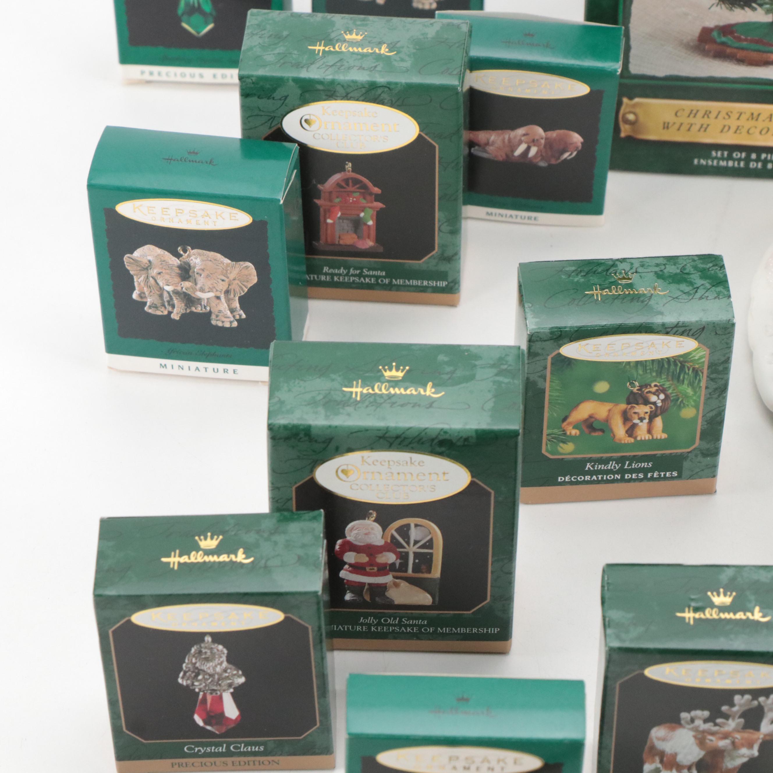 Tabletop Christmas Tree with Hallmark Santa, Safari Animals, and Other Ornaments