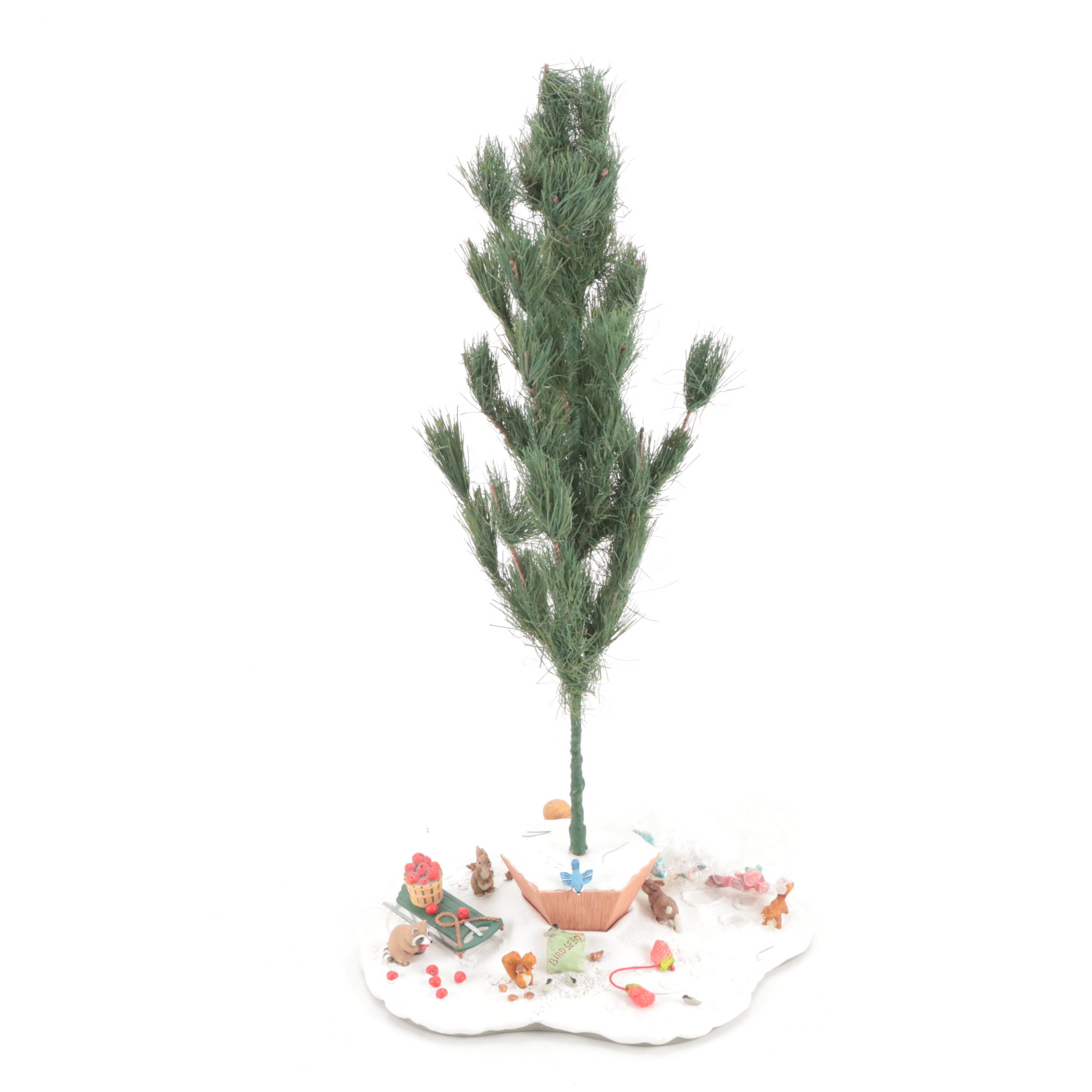 Tabletop Christmas Tree with Hallmark Santa, Safari Animals, and Other Ornaments