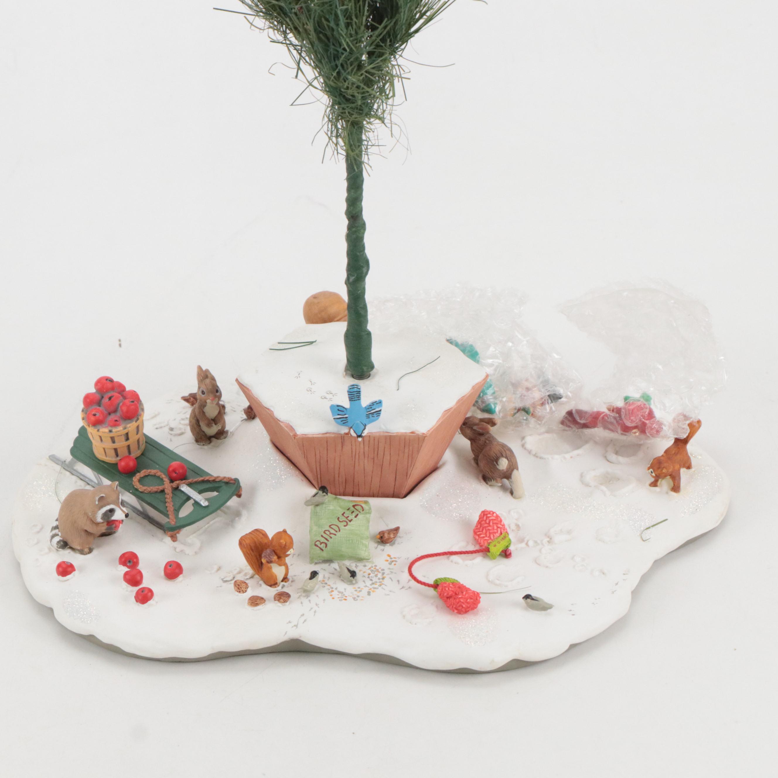 Tabletop Christmas Tree with Hallmark Santa, Safari Animals, and Other Ornaments