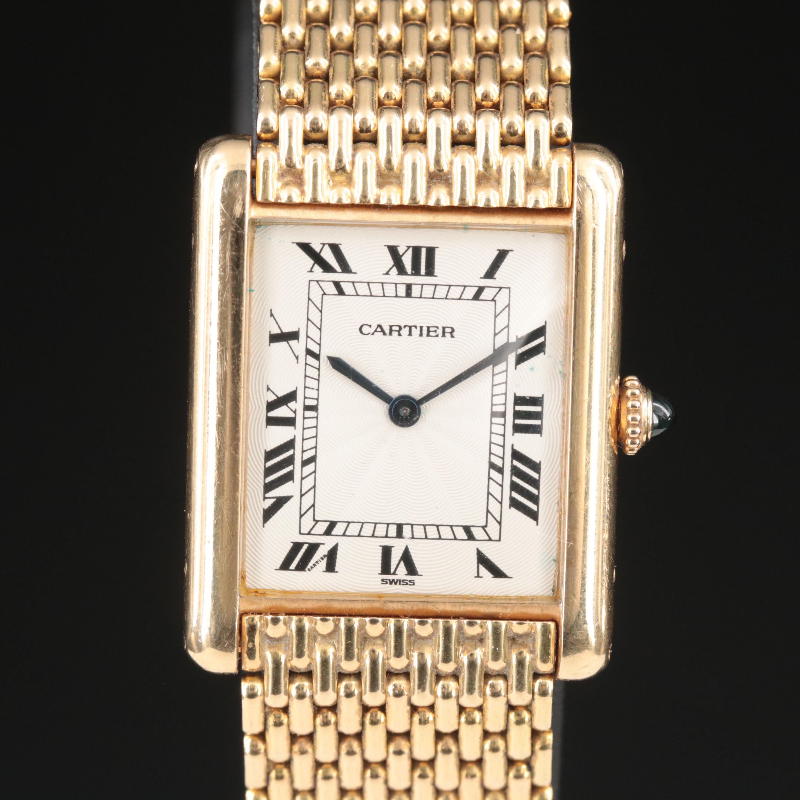 Cartier Tank Mecanique 18K Gold 24MM Watch