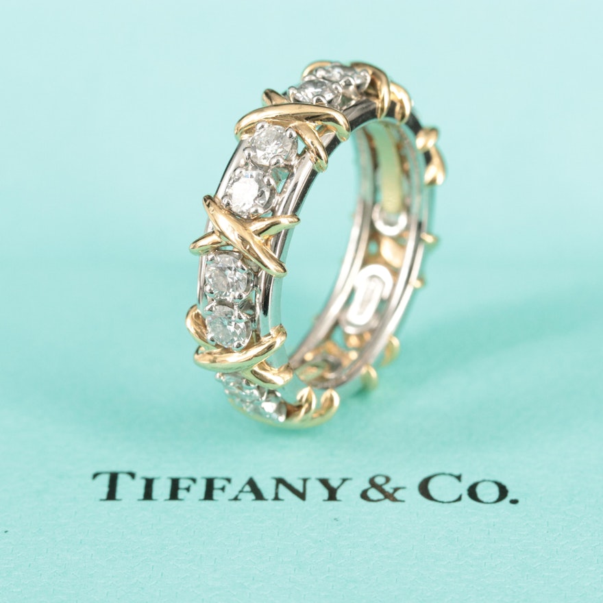 Jean Schlumberger for Tiffany & Co. Platinum and 18K Sixteen Stone Diamond Ring