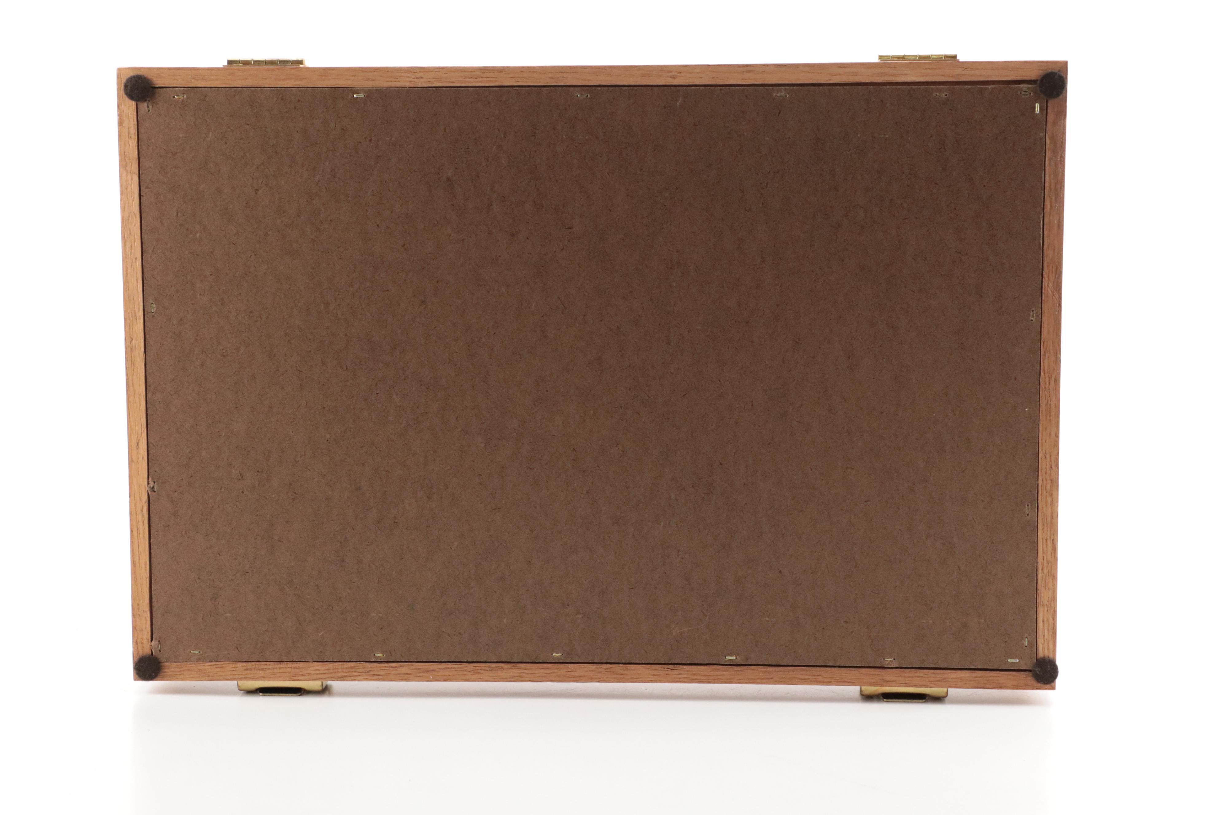 Oak Frame Glazed Tabletop Display Cases with Red Foam Backing, Set of Three