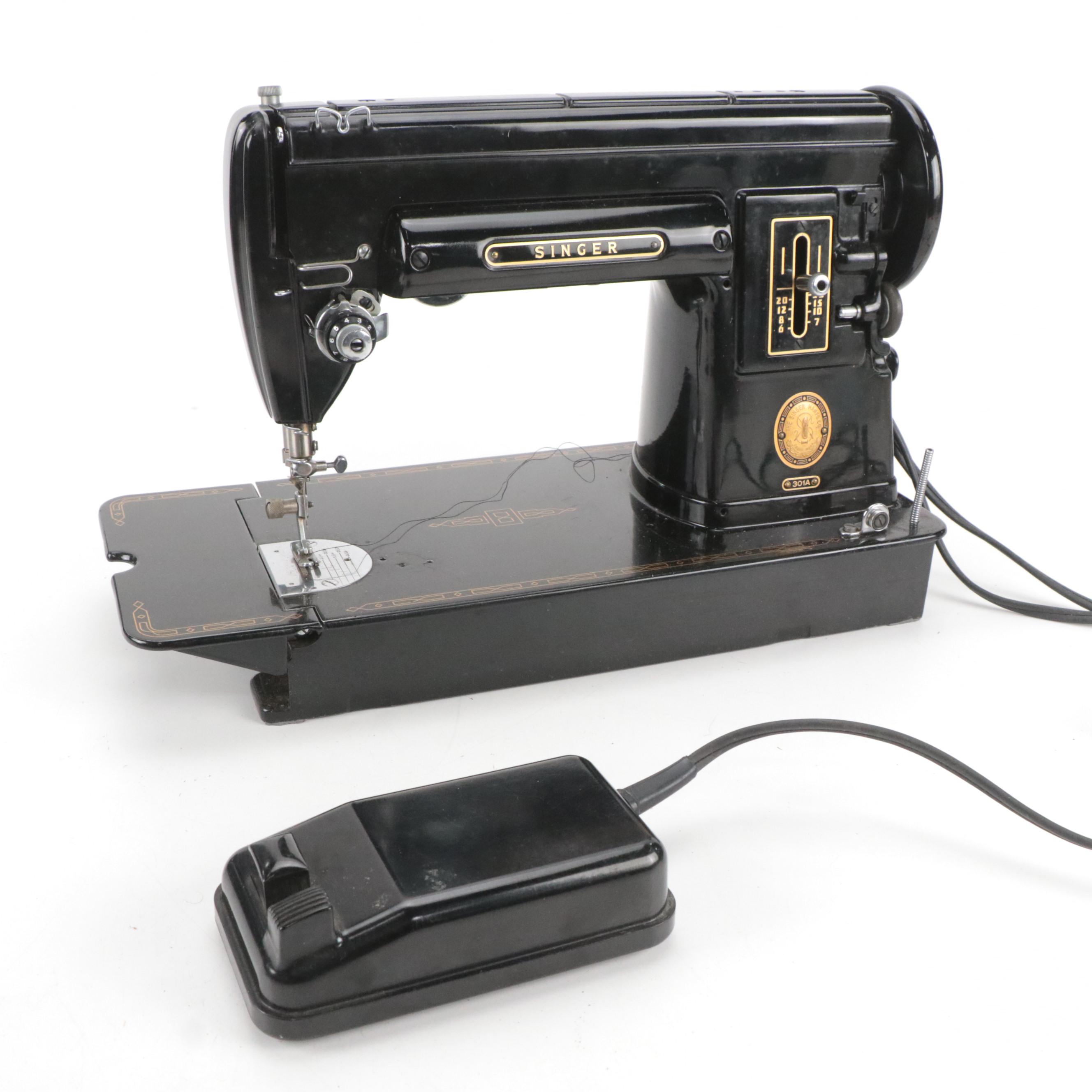 Singer 301A Electric Sewing Machine with Accessories and Instructions, 1952