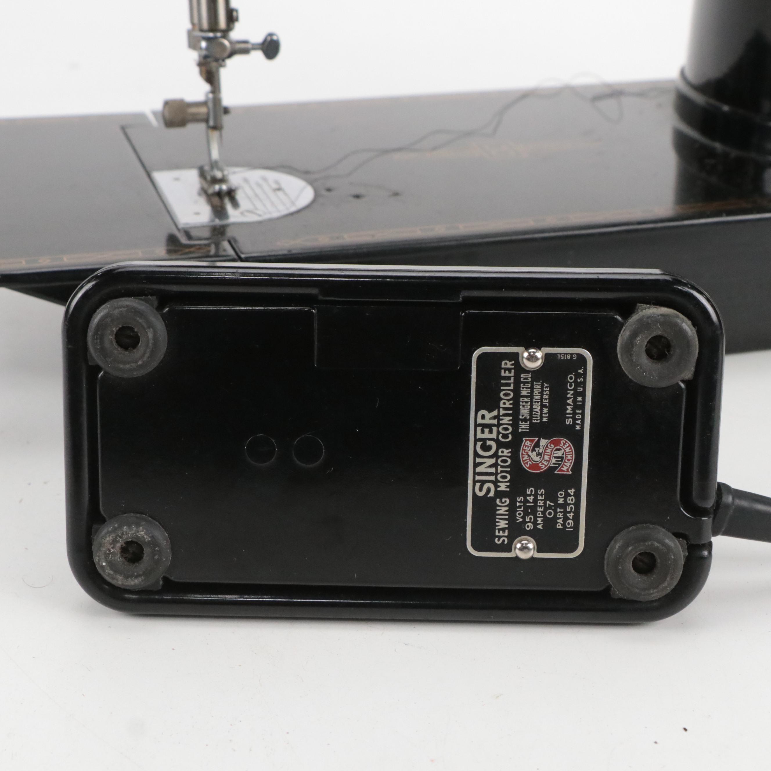 Singer 301A Electric Sewing Machine with Accessories and Instructions, 1952