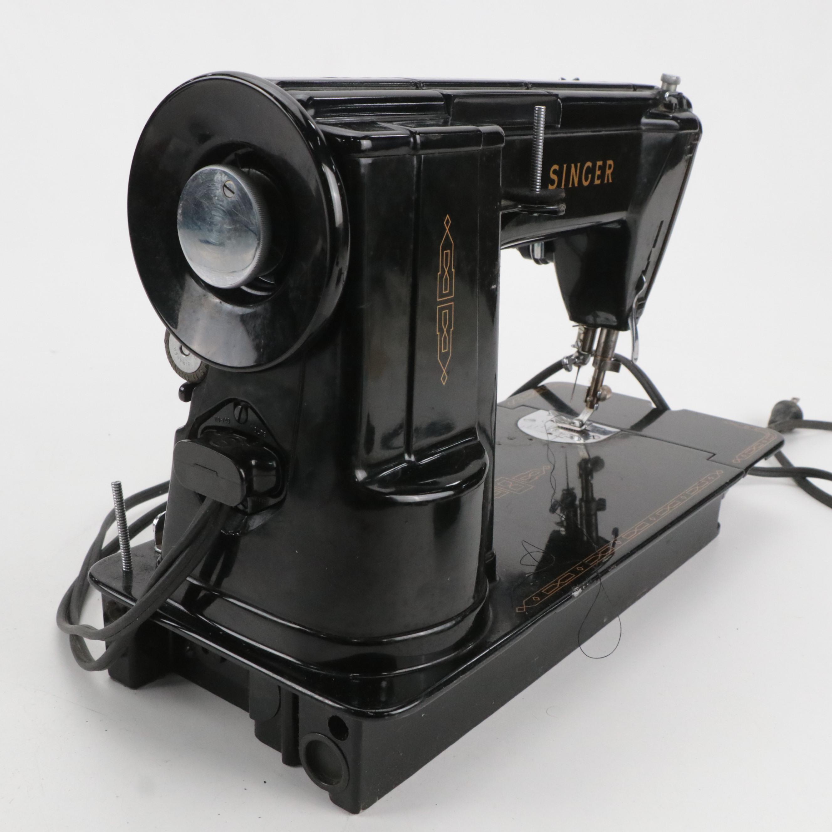 Singer 301A Electric Sewing Machine with Accessories and Instructions, 1952