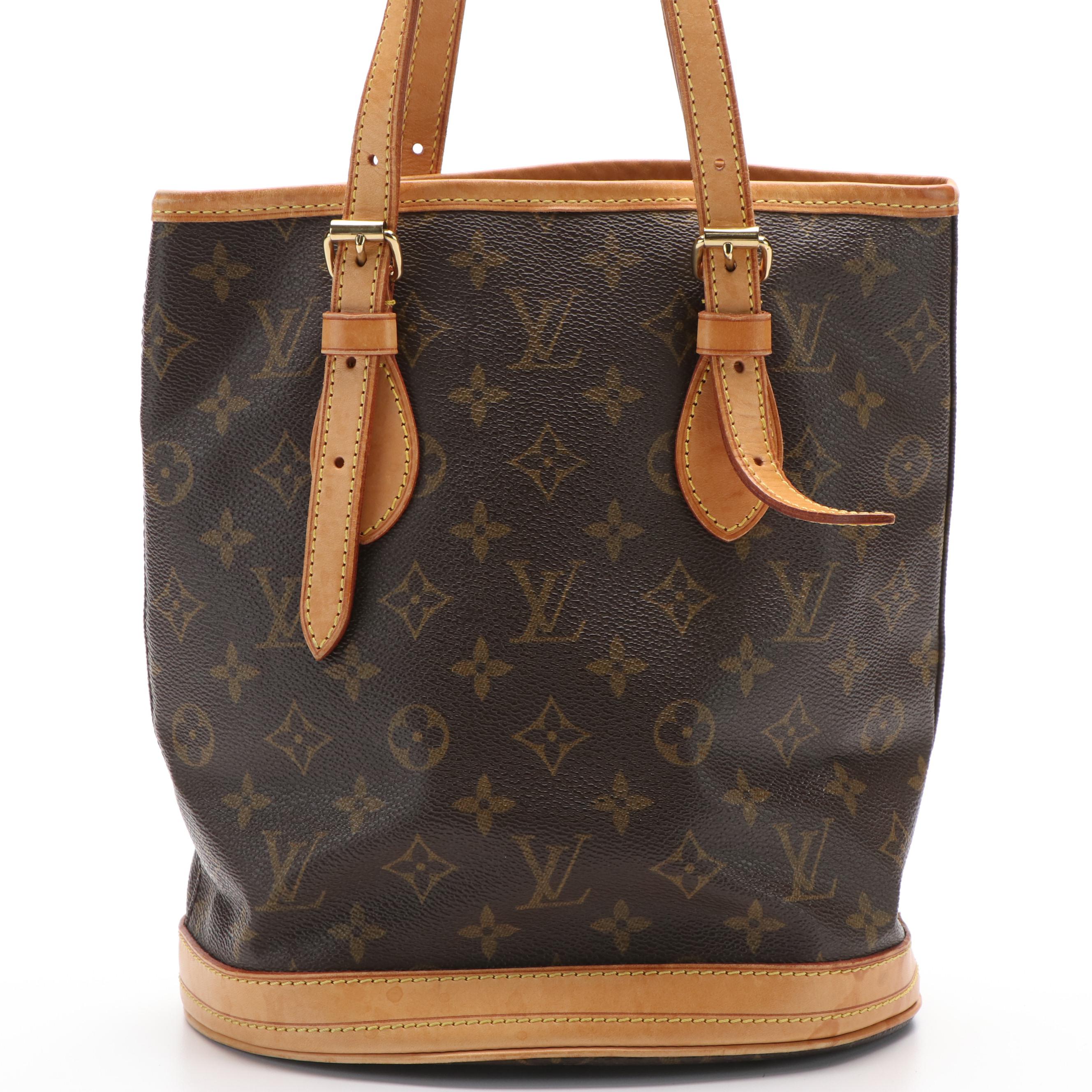 Louis Vuitton Bucket Shoulder Bag in Brown Monogram Canvas and Leather