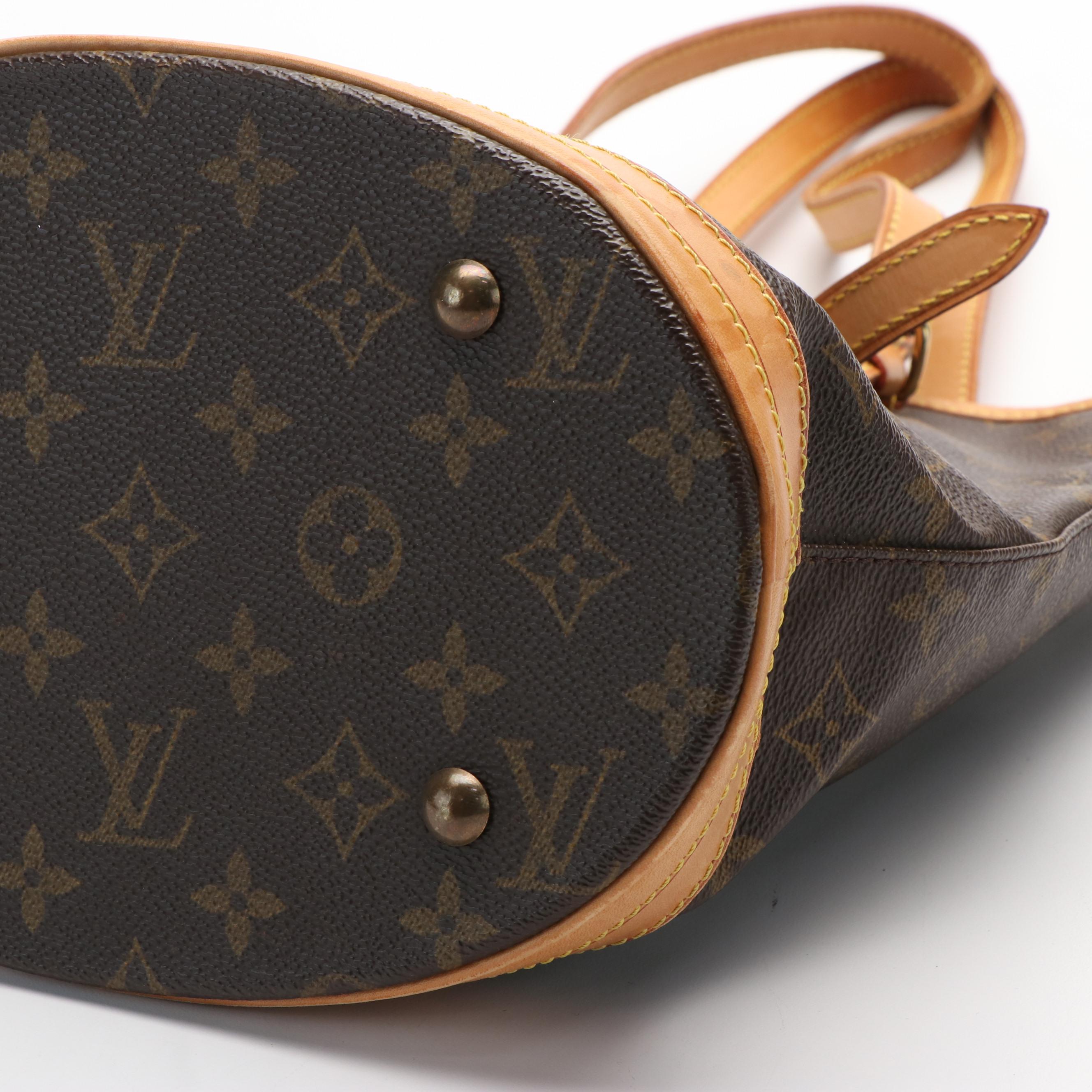 Louis Vuitton Bucket Shoulder Bag in Brown Monogram Canvas and Leather