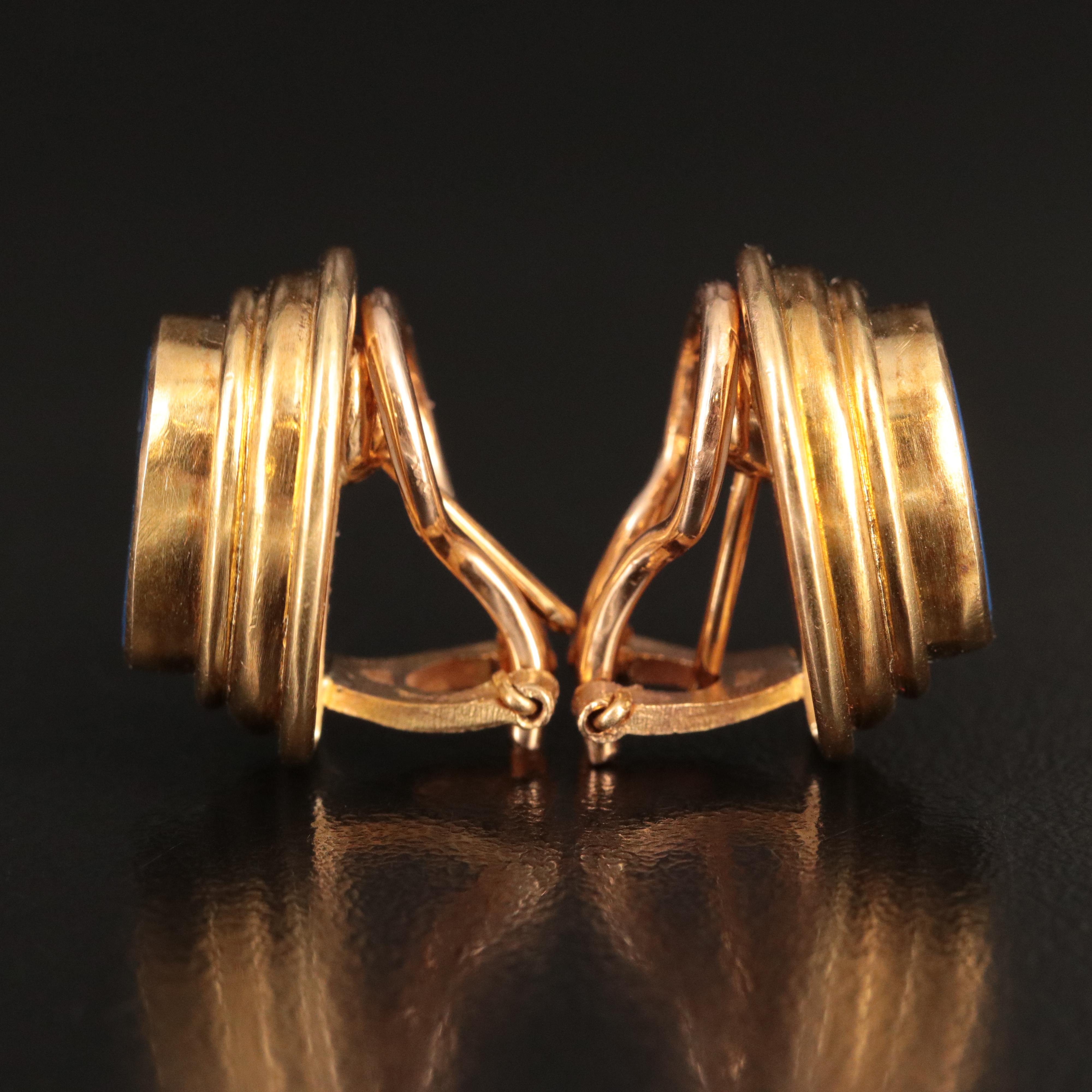 Elizabeth Locke 18K Venetian Glass Intaglio Archer Earrings