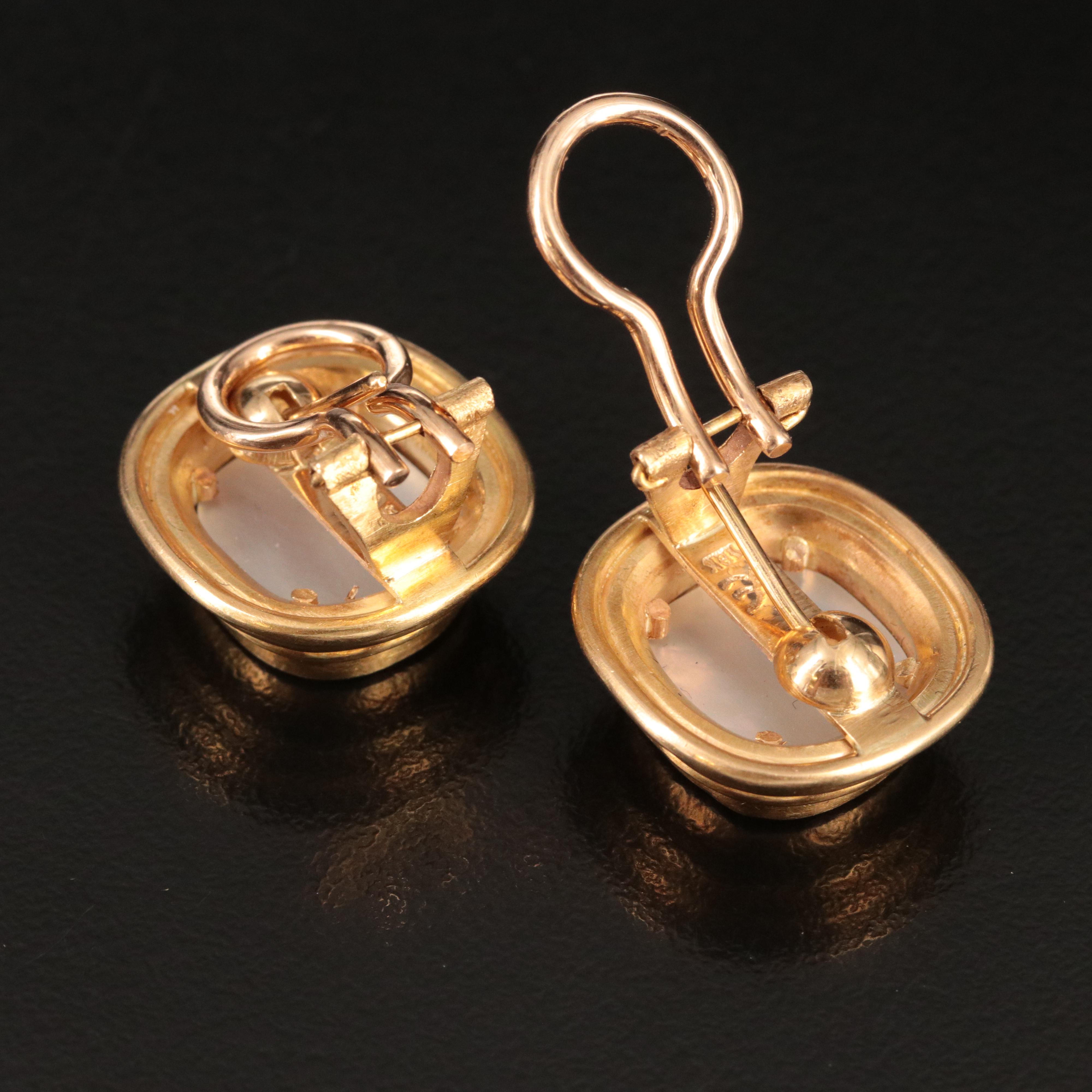 Elizabeth Locke 18K Venetian Glass Intaglio Archer Earrings