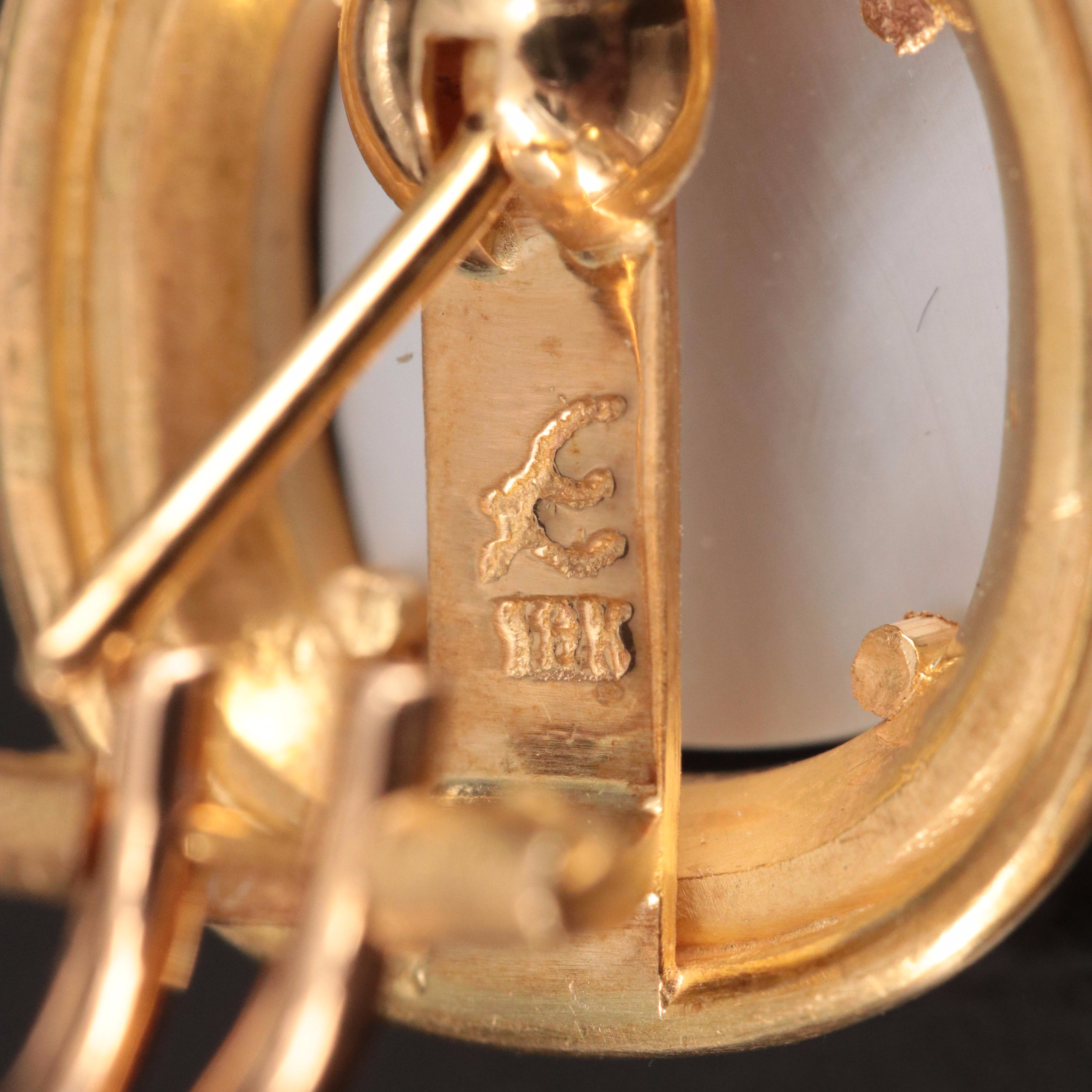 Elizabeth Locke 18K Venetian Glass Intaglio Archer Earrings