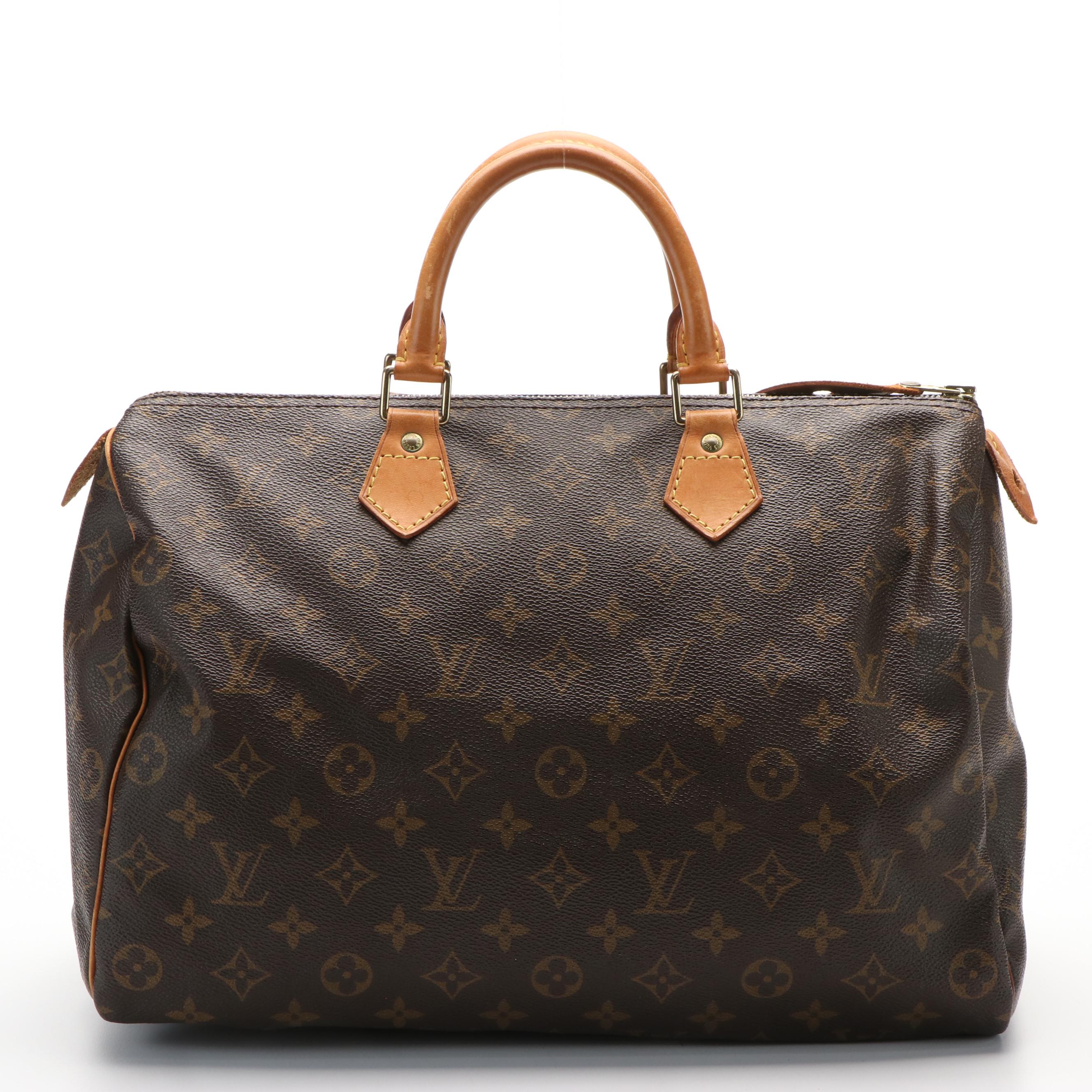 Louis Vuitton Speedy 35 Handbag in Brown Monogram Coated Canvas