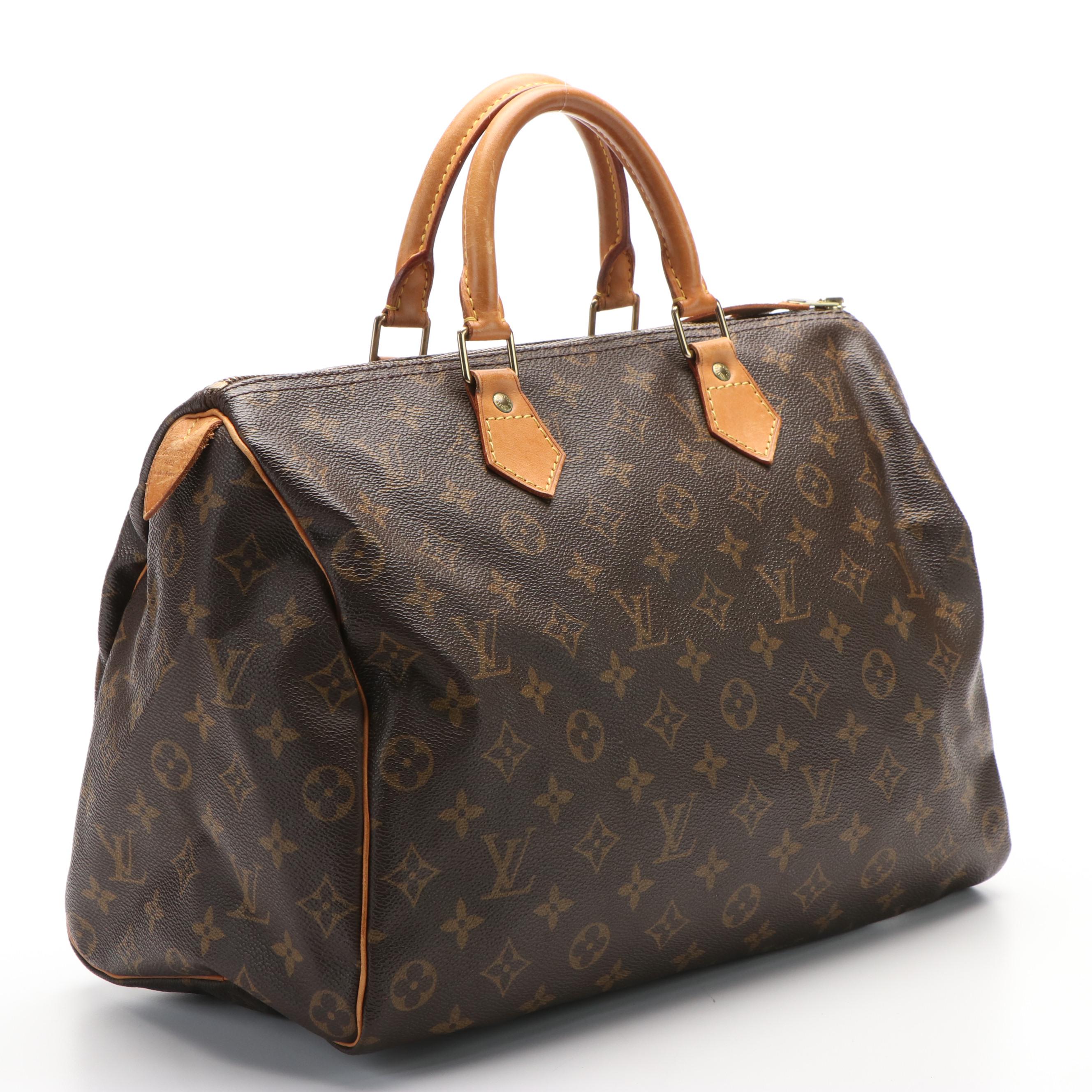 Louis Vuitton Speedy 35 Handbag in Brown Monogram Coated Canvas